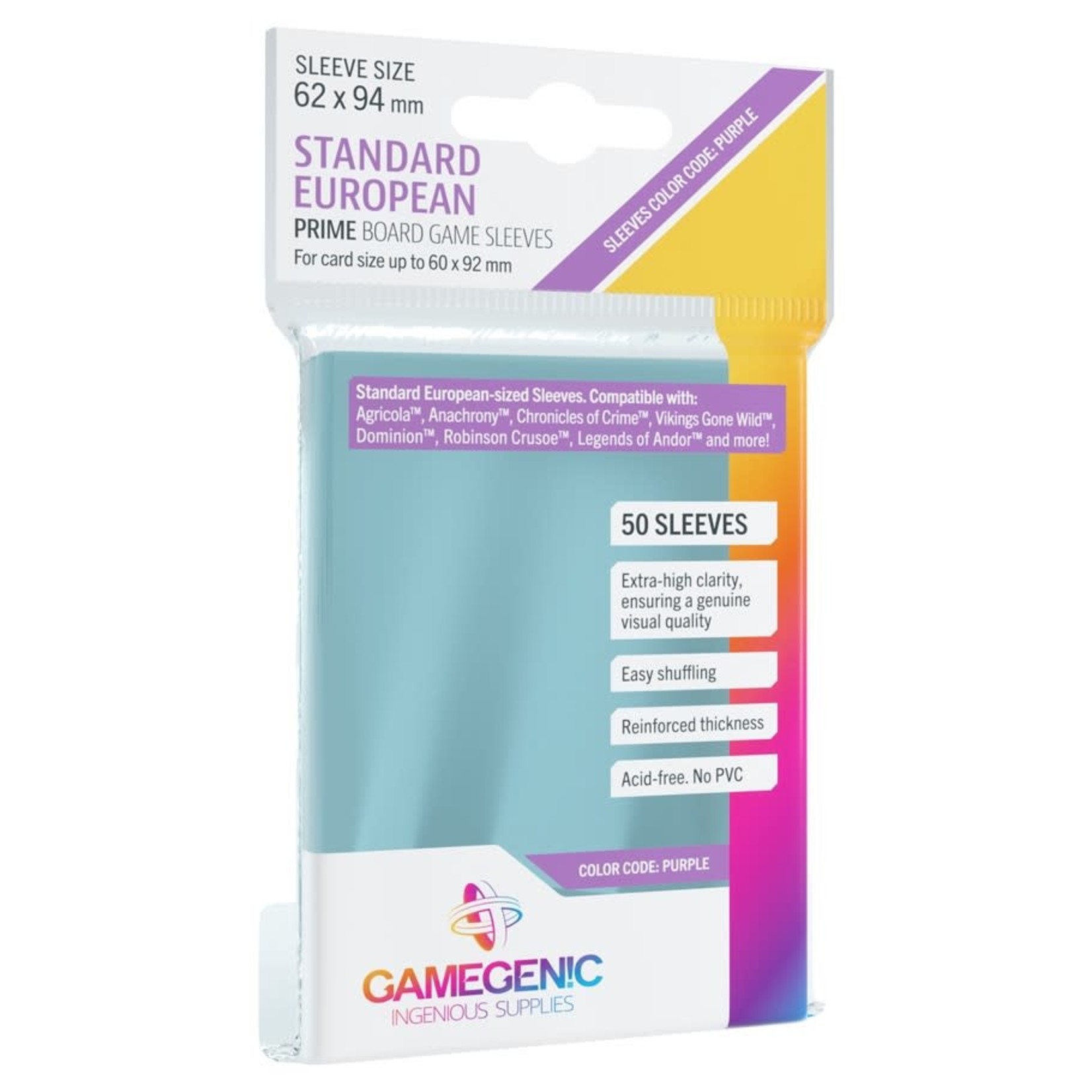 gamegenic Prime Standard European Sleeves 62 x 94 mm