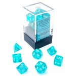 Teal White Mini Translucent Dice Set