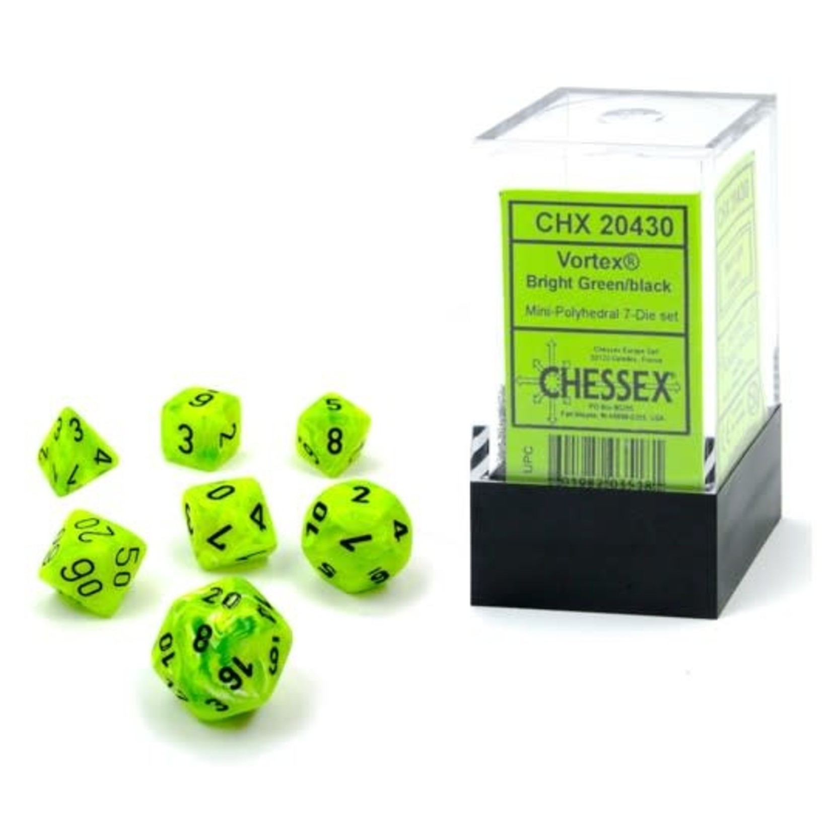 Bright Green Mini Vortex Dice Set