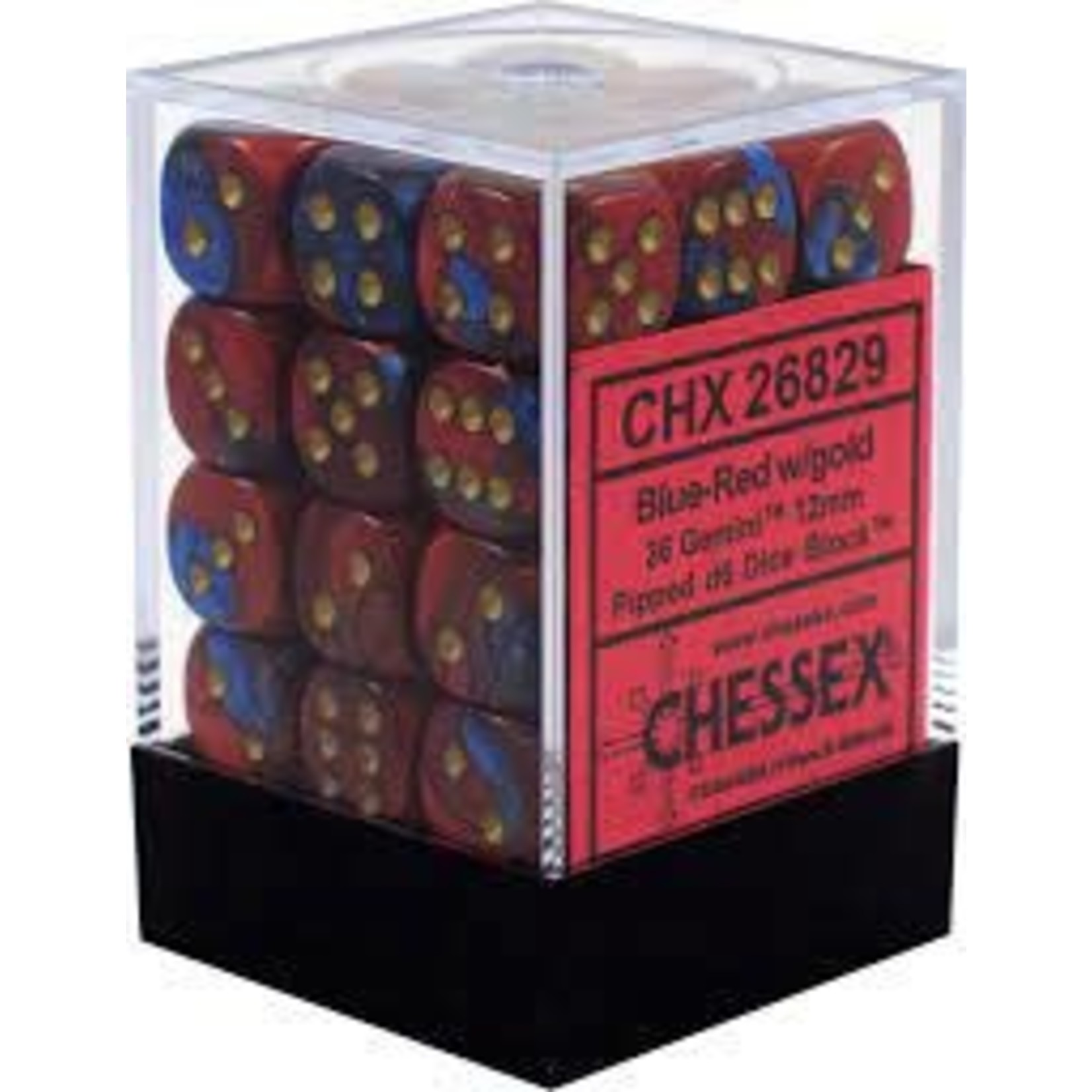 Blue Red Gold Gemini 12mm D6 Block (36)