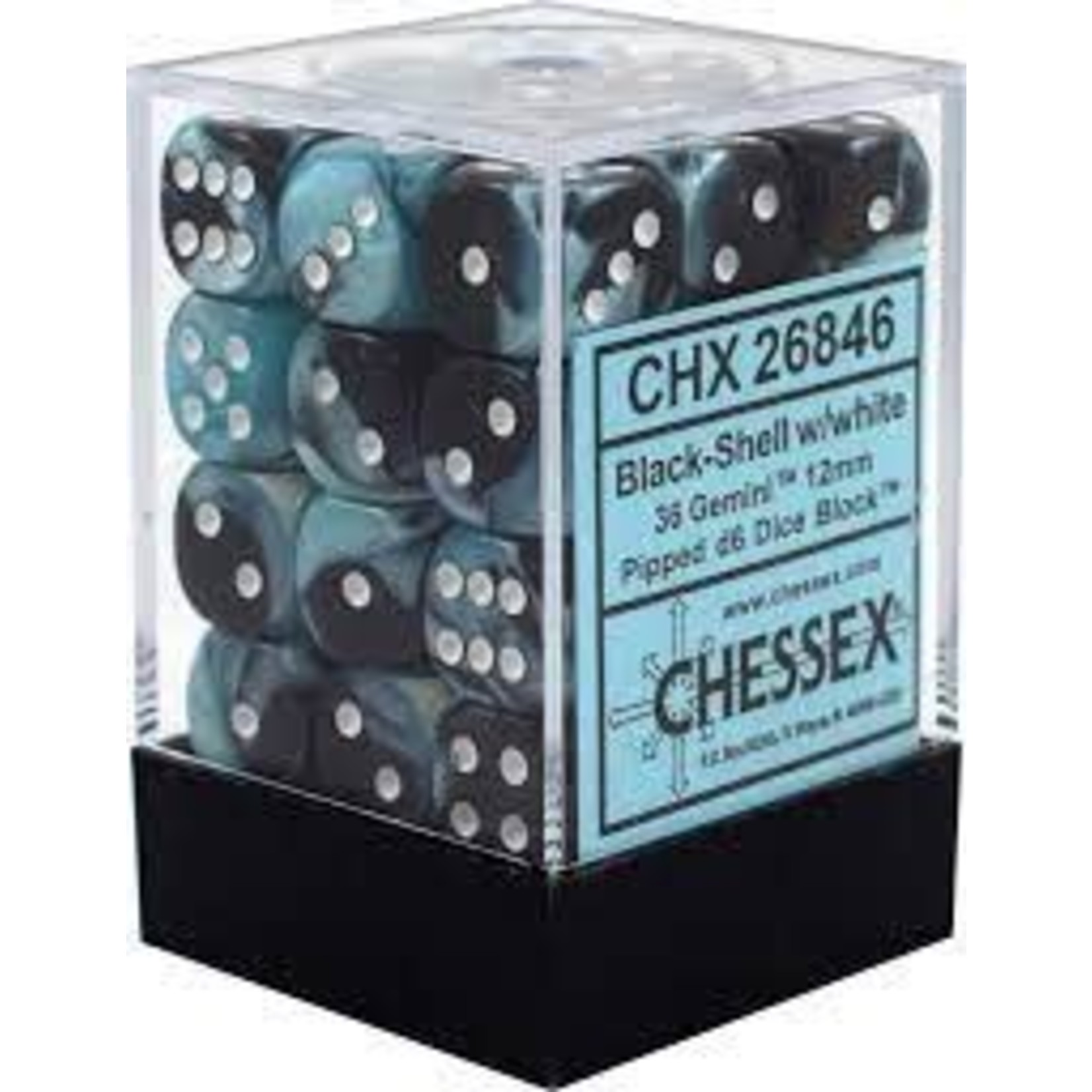 Black Shell White Gemini 12mm D6 Block (36)