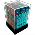 Red Teal Gold  Gemini 12mm D6 Block (36)