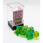 Translucent Green Teal Yellow Gemini Dice Set