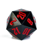 Goblin Dice Black Opaque with Red Ink 55mm Mega D20