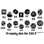 Goblin Dice Black with Blue Ink 14 Piece Polyhedral Dice Set