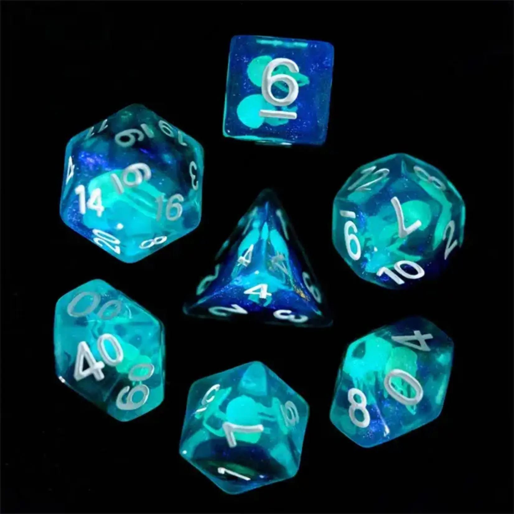 Goblin Dice Glow in the Dark Jellyfish Dice Set