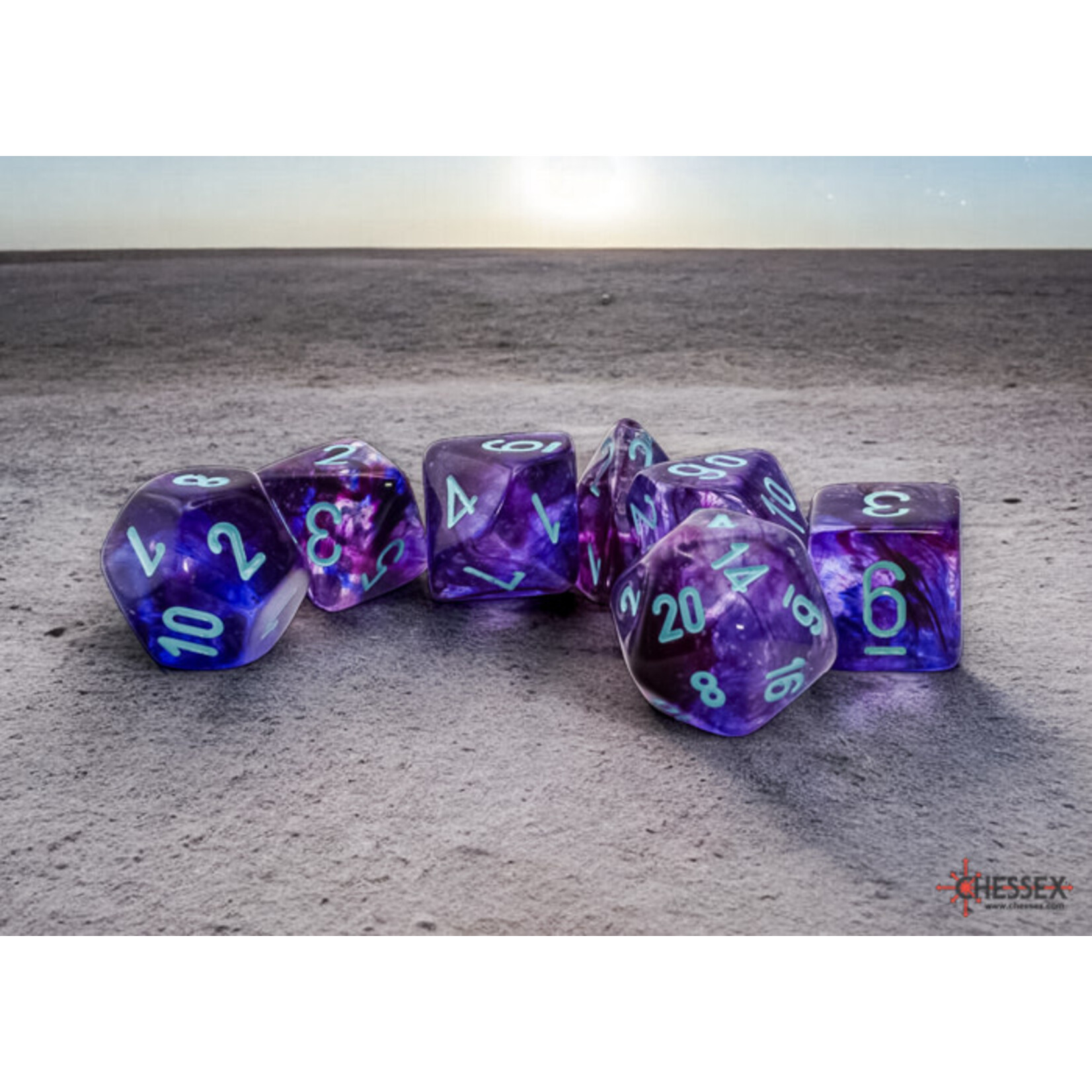 Mega-Hedral Nebula Nocturnal/Turq Dice Set 20mm