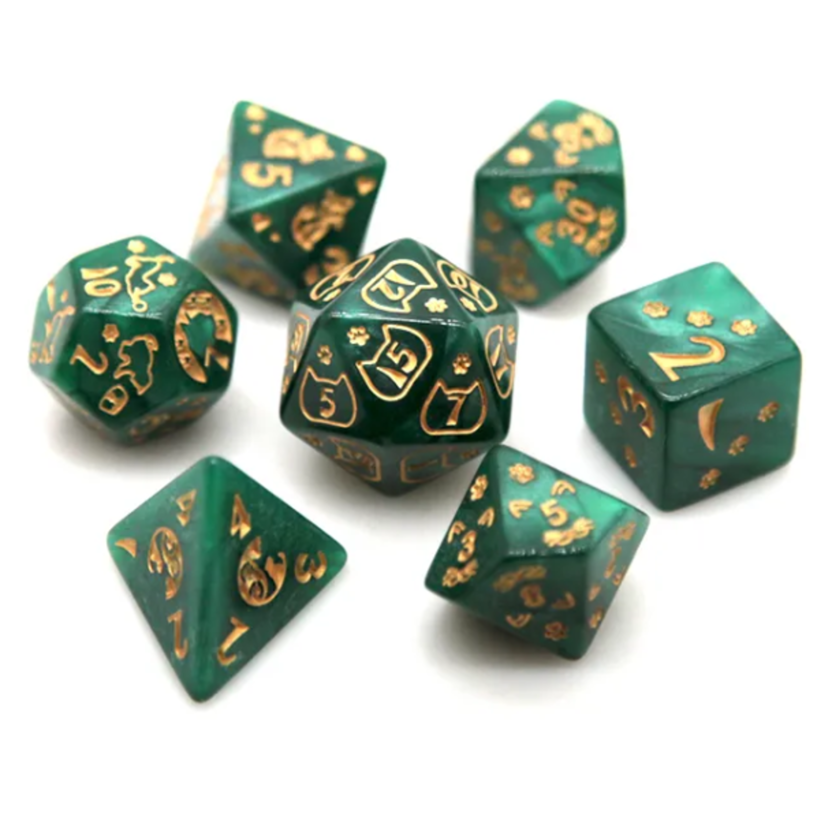 Goblin Dice Green Pearl Cat Dice Set