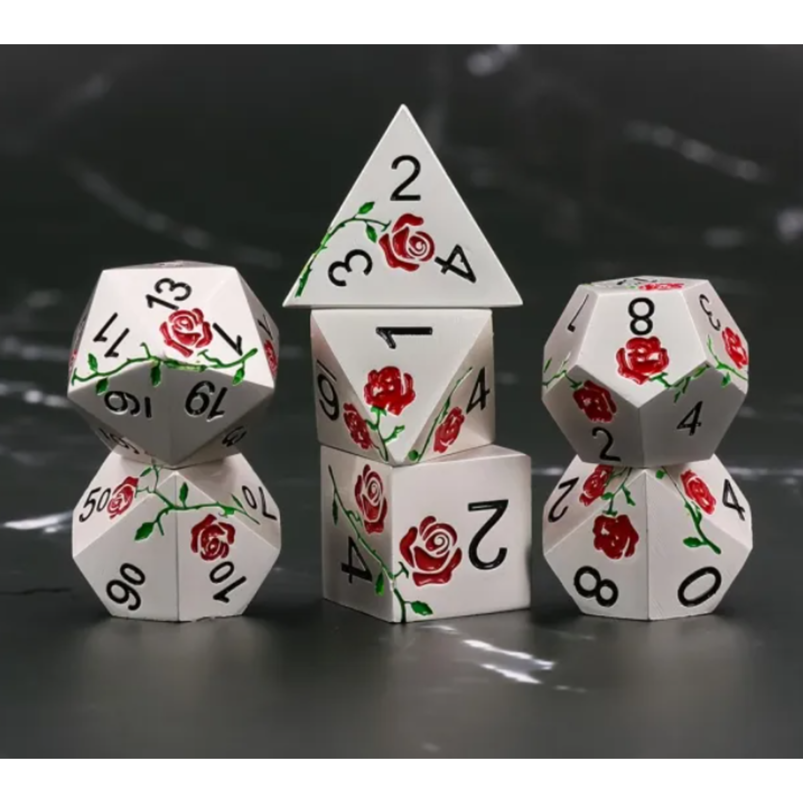 Goblin Dice Red Rose Metal Dice Set