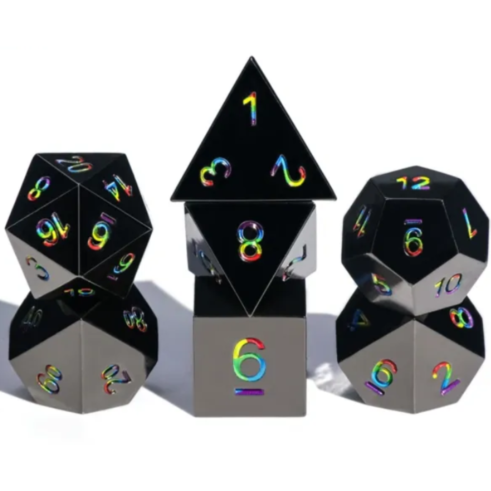 Goblin Dice Obsidian Rainbow Metal Dice Set