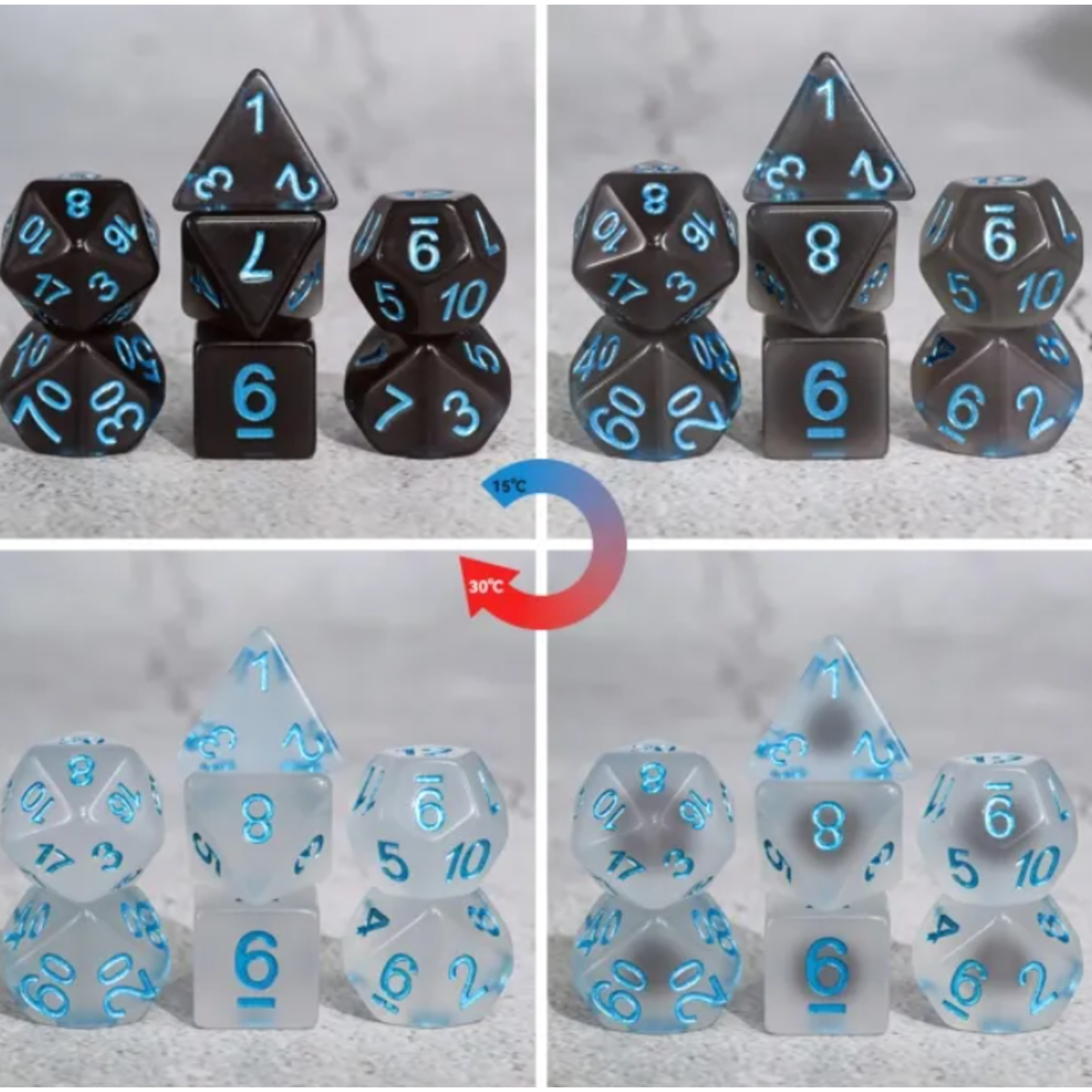 Goblin Dice Black Ice Heat Reactive Dice Set