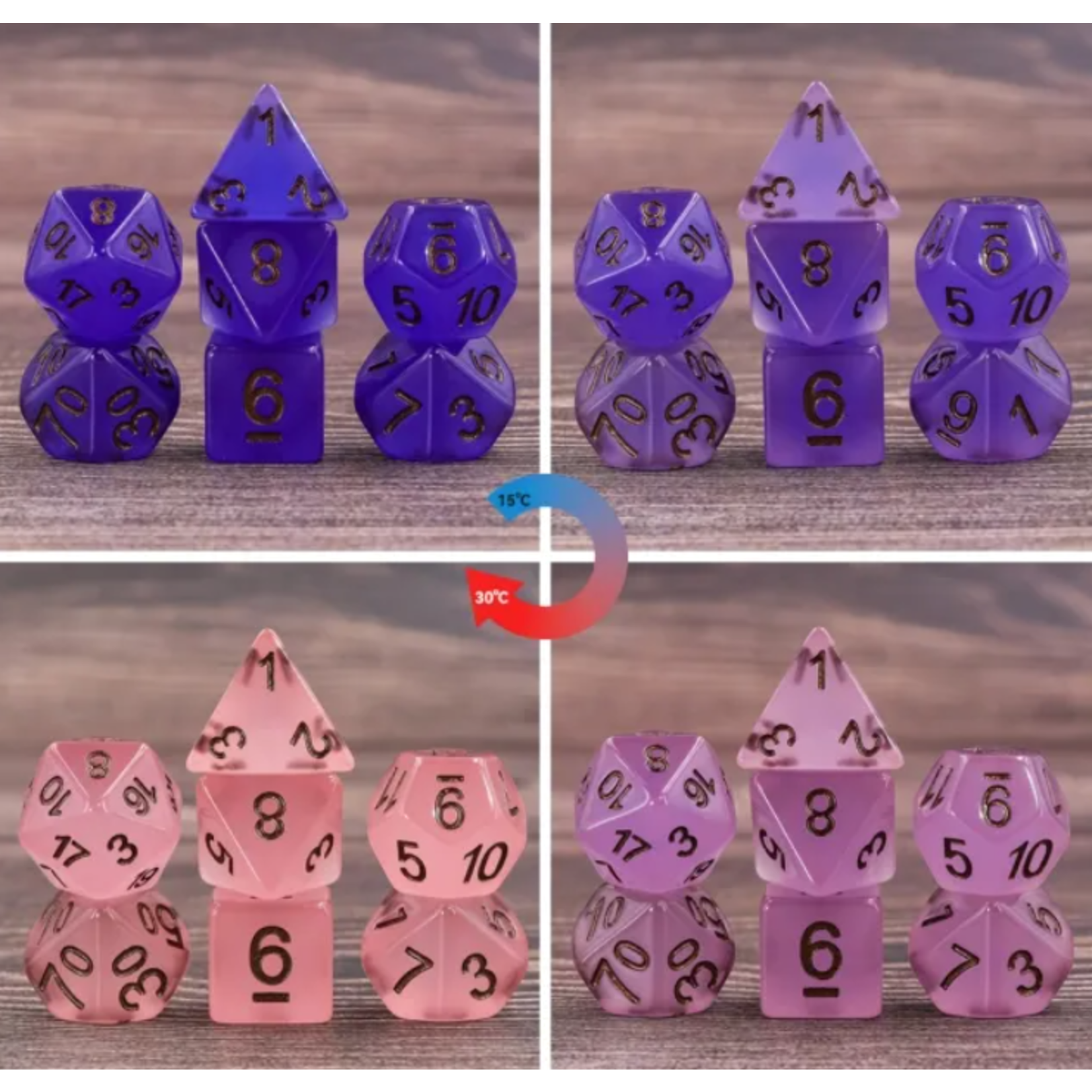 Goblin Dice Heat Reactive Dice Set (Blue to Pink)