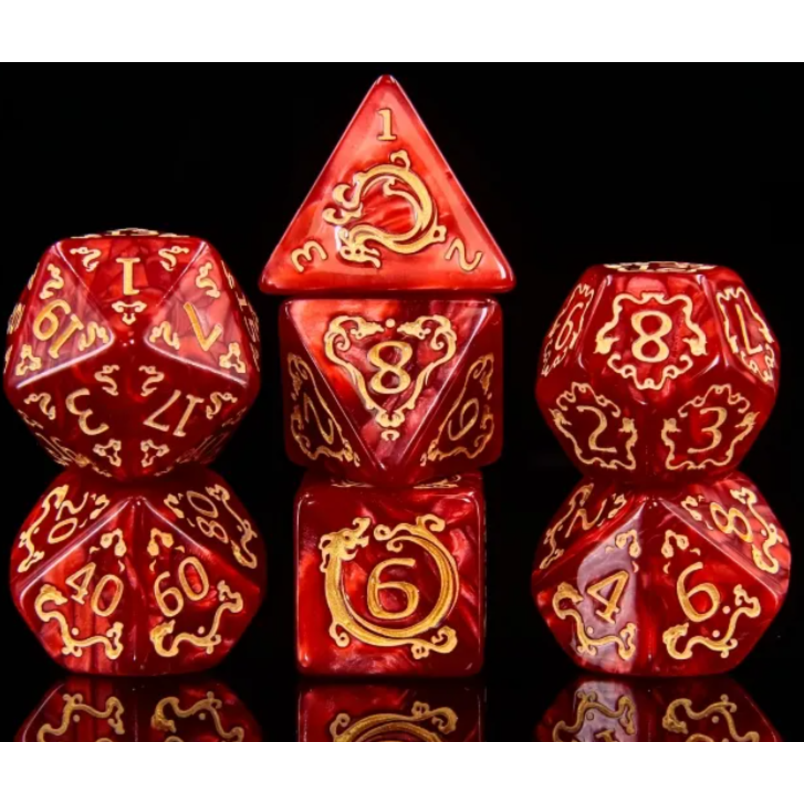 Goblin Dice Carnelian Dragon Dice Set