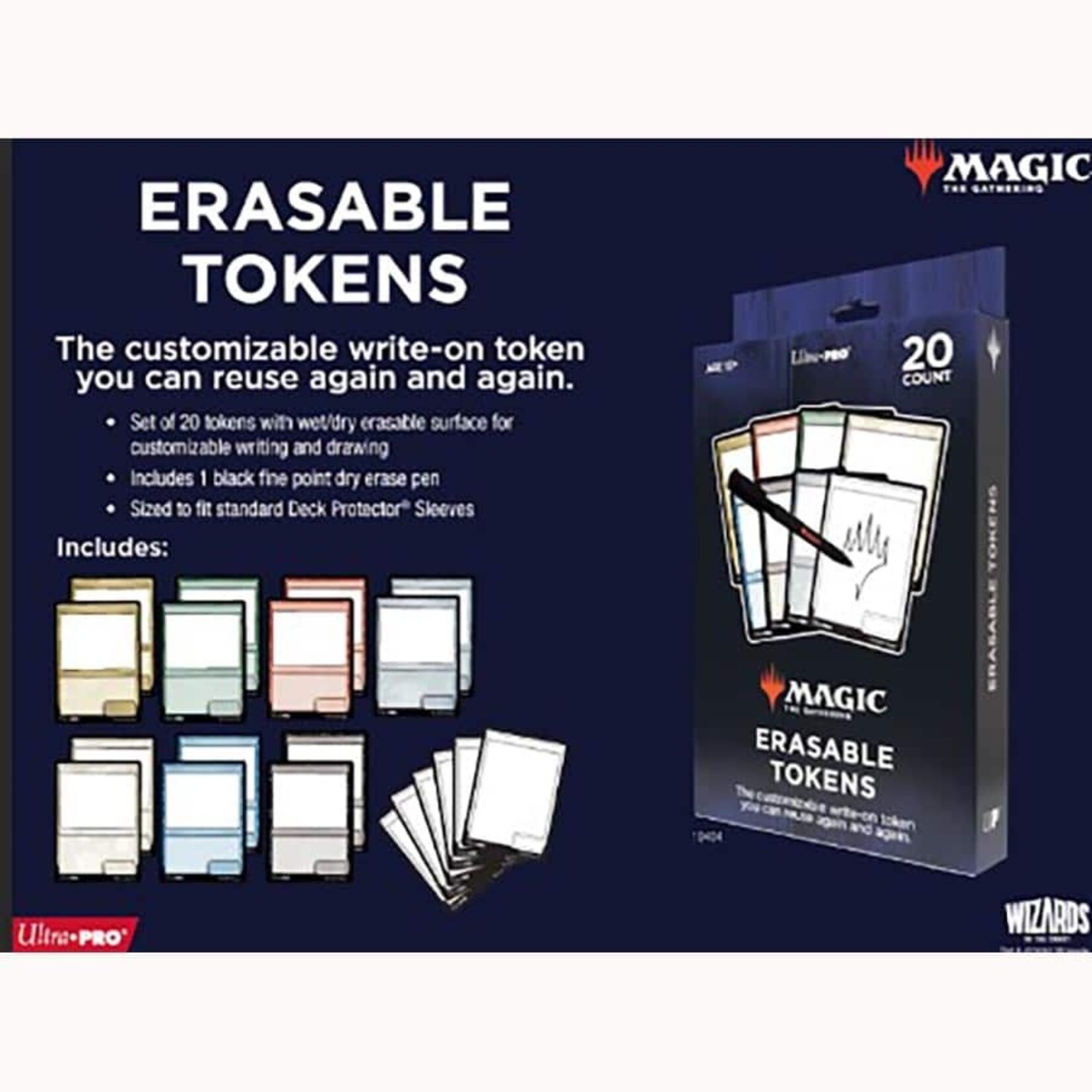 Magic the Gathering Erasable Tokens with Pen (20ct)