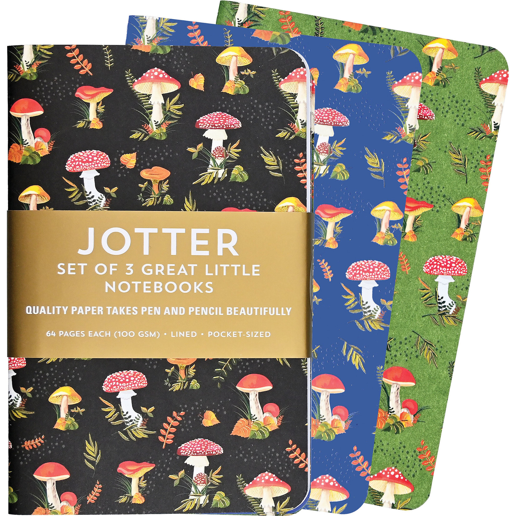 Peter Pauper Press Jotter Mini Notebook Set Mushrooms