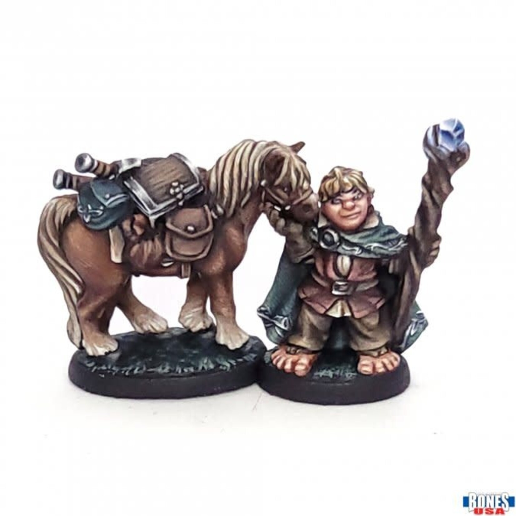 Reaper Dobbin & Boulder Halfling and Pony (Unpainted)