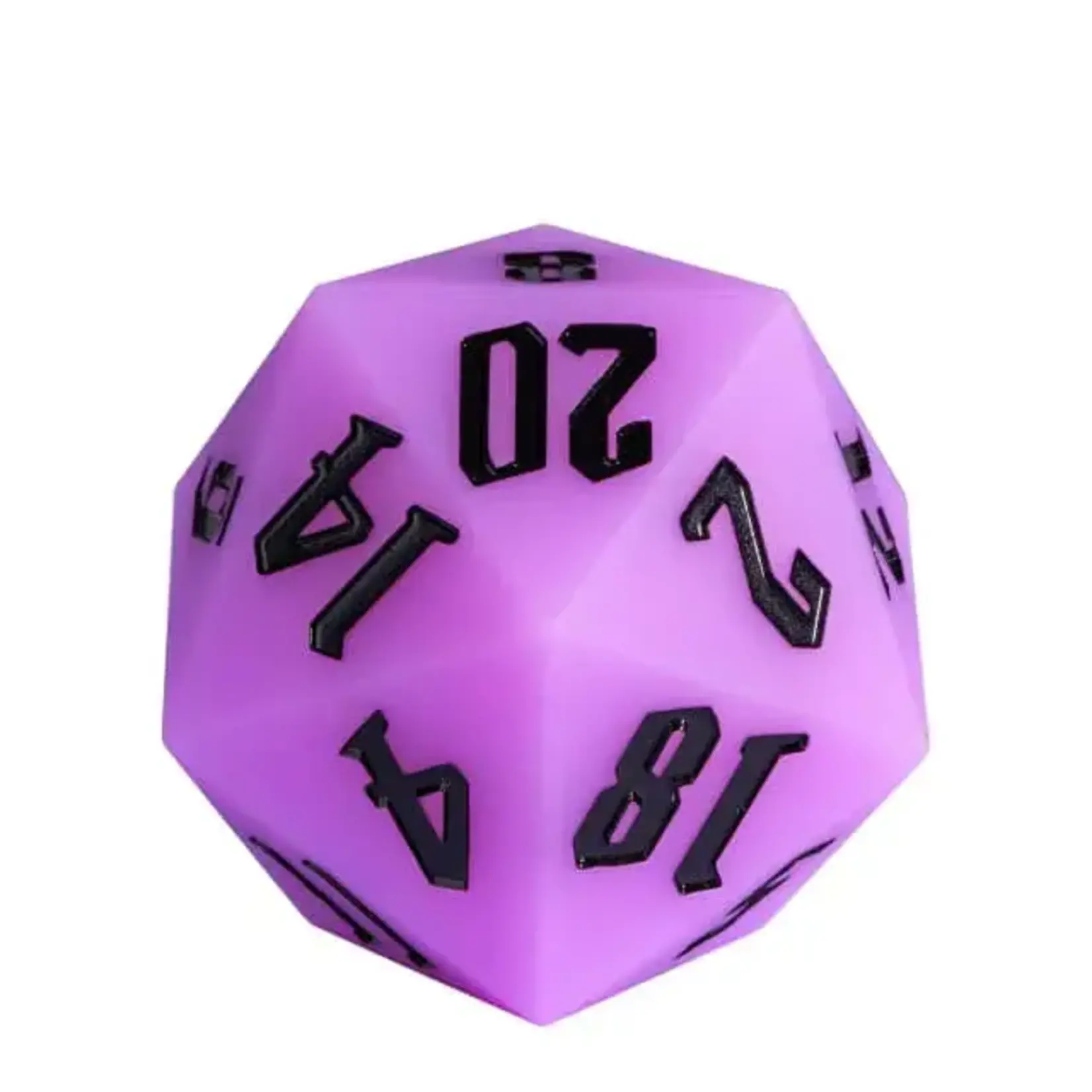 Goblin Dice Purple Glow in the Dark Bouncy Silicone 55mm Mega D20