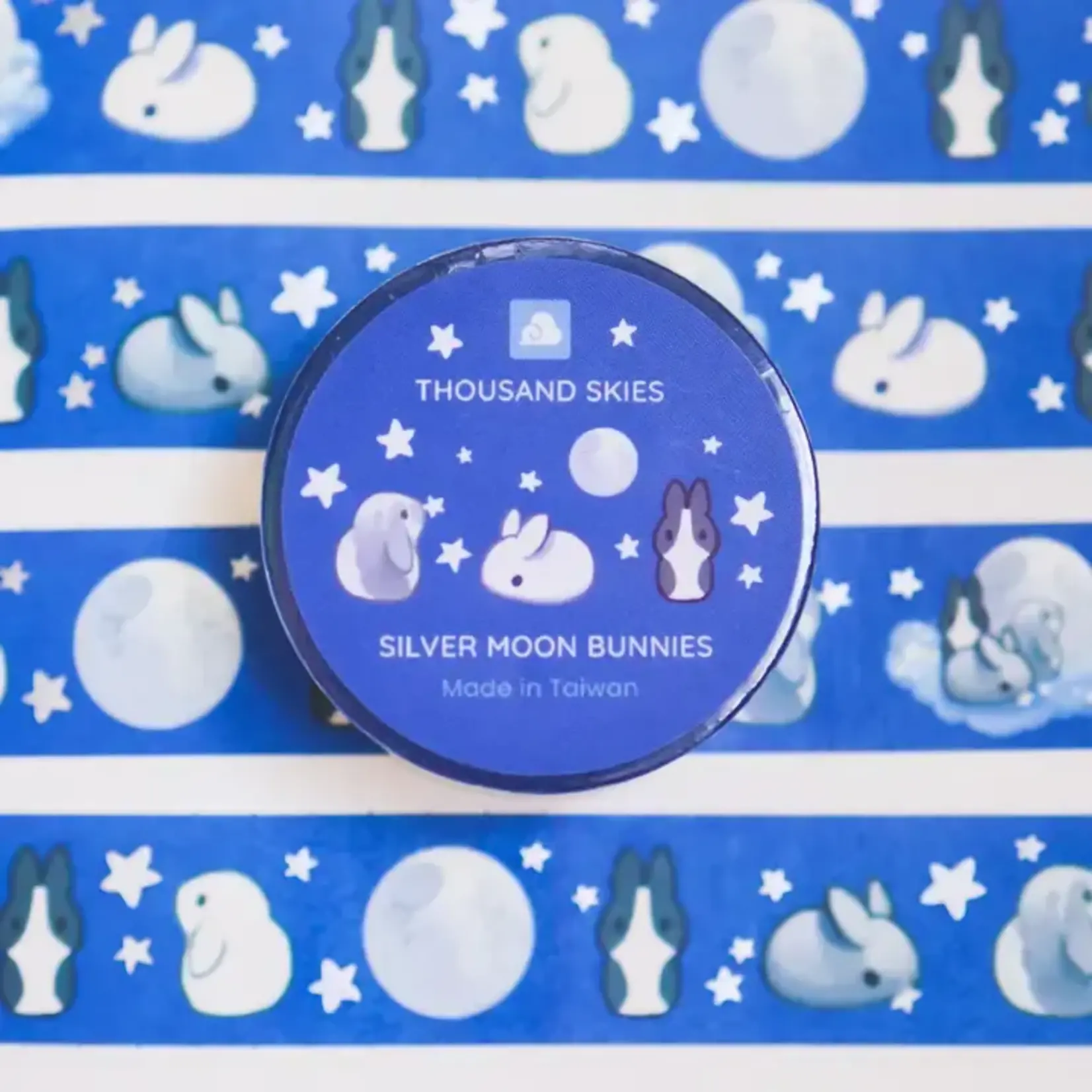 20mm Washi Tape Silver Moon Rabbit