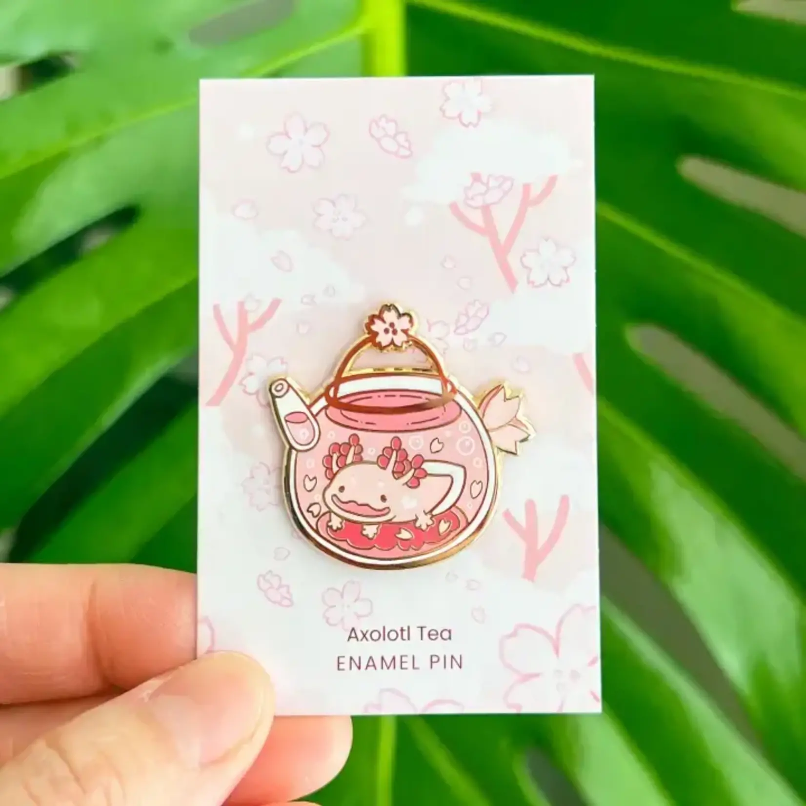 Axolotl Tea Enamel Pin