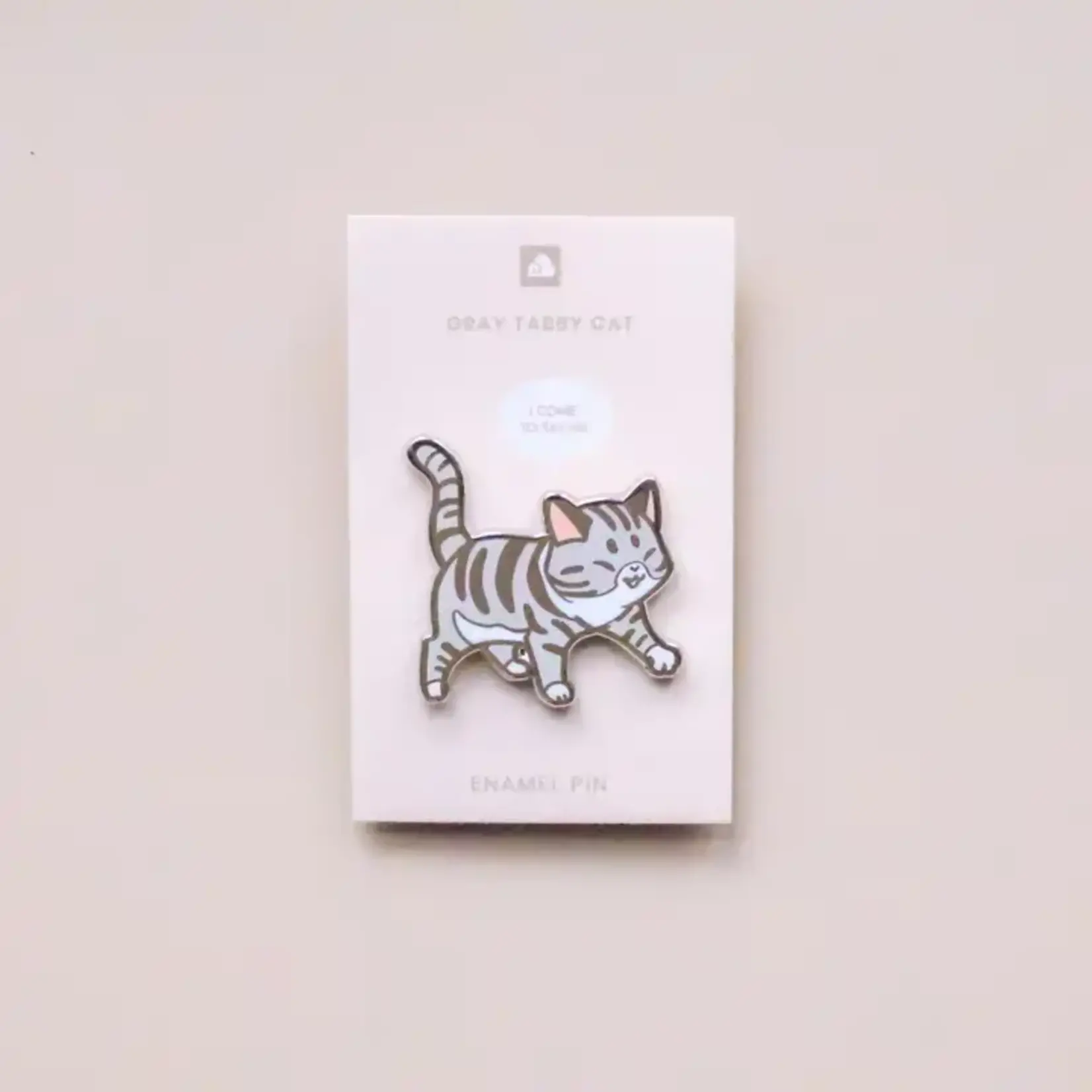Gray Tabby Cat Enamel Pin