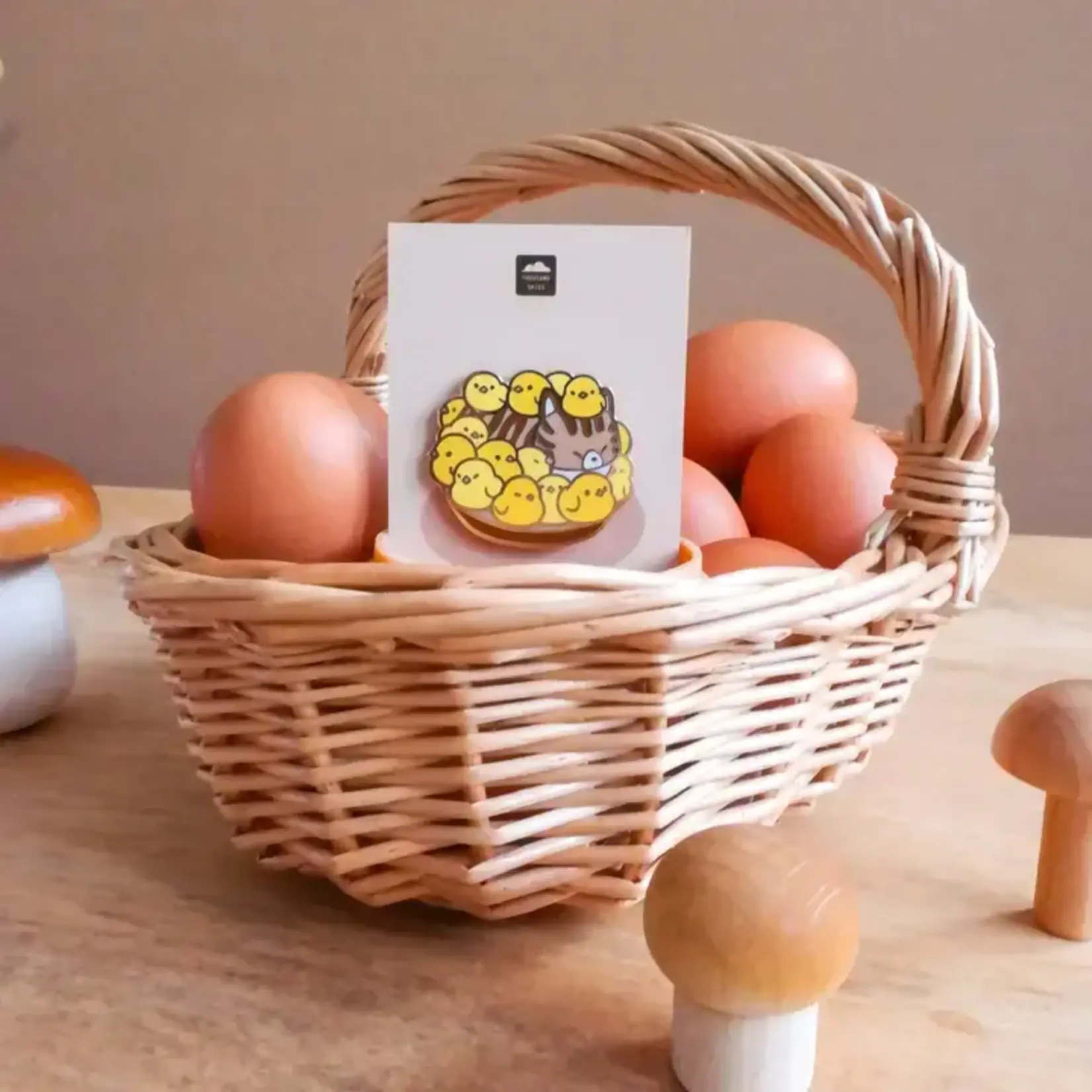 Guardian of Chicks Cat If It Fits I Sits Enamel Pin