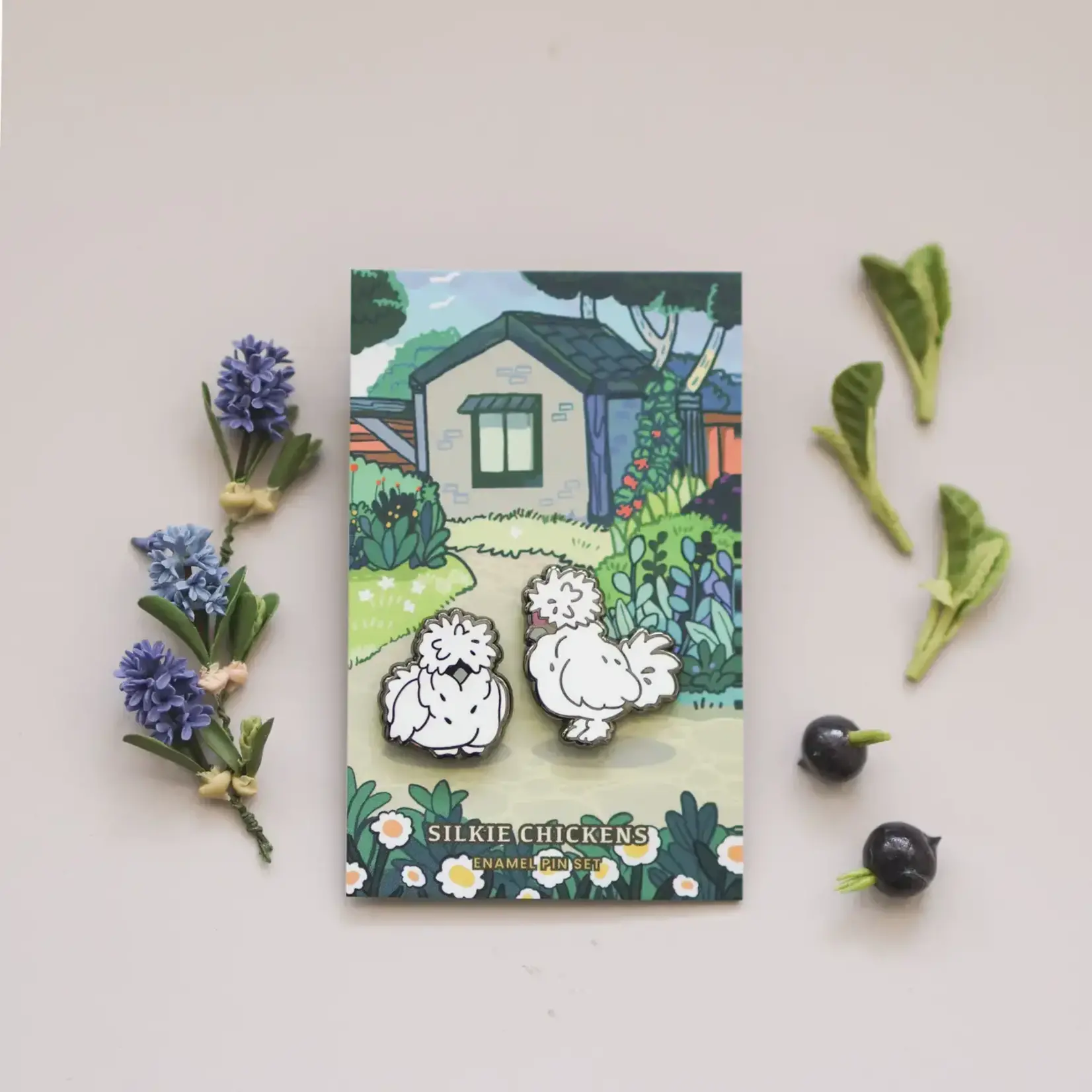 Silkie Chickens Pin Set