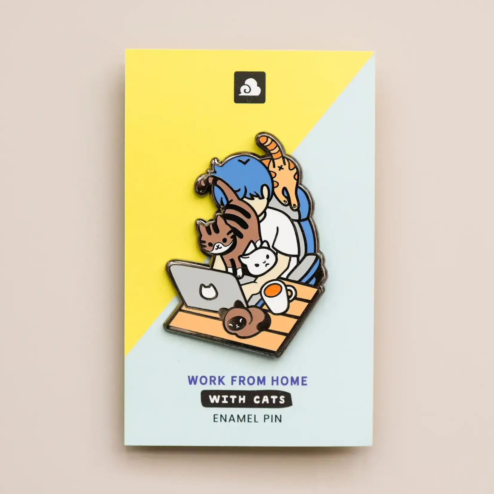 Work from Home with Cats Enamel Pin