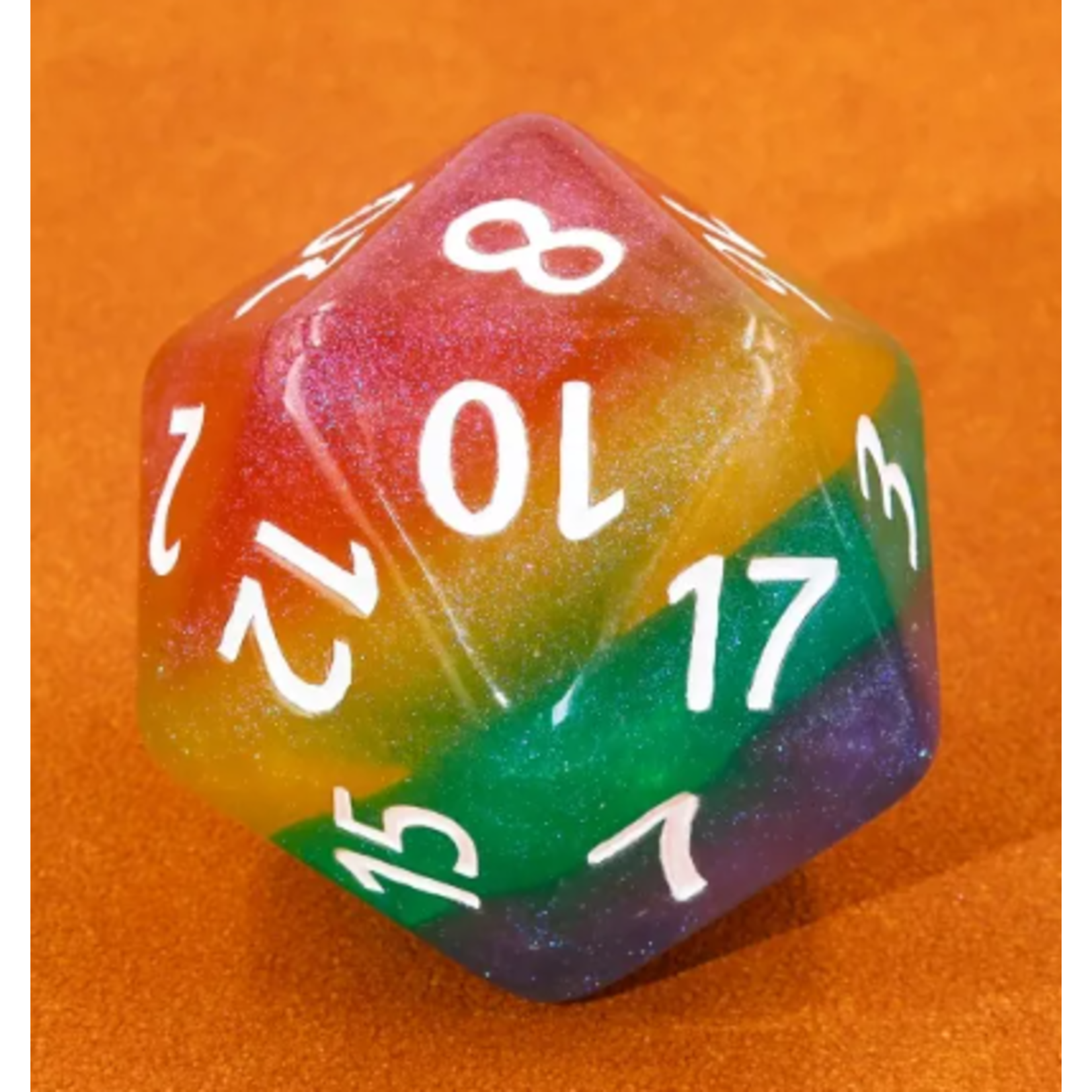 Goblin Dice Rainbow Glitter 55mm Mega D20