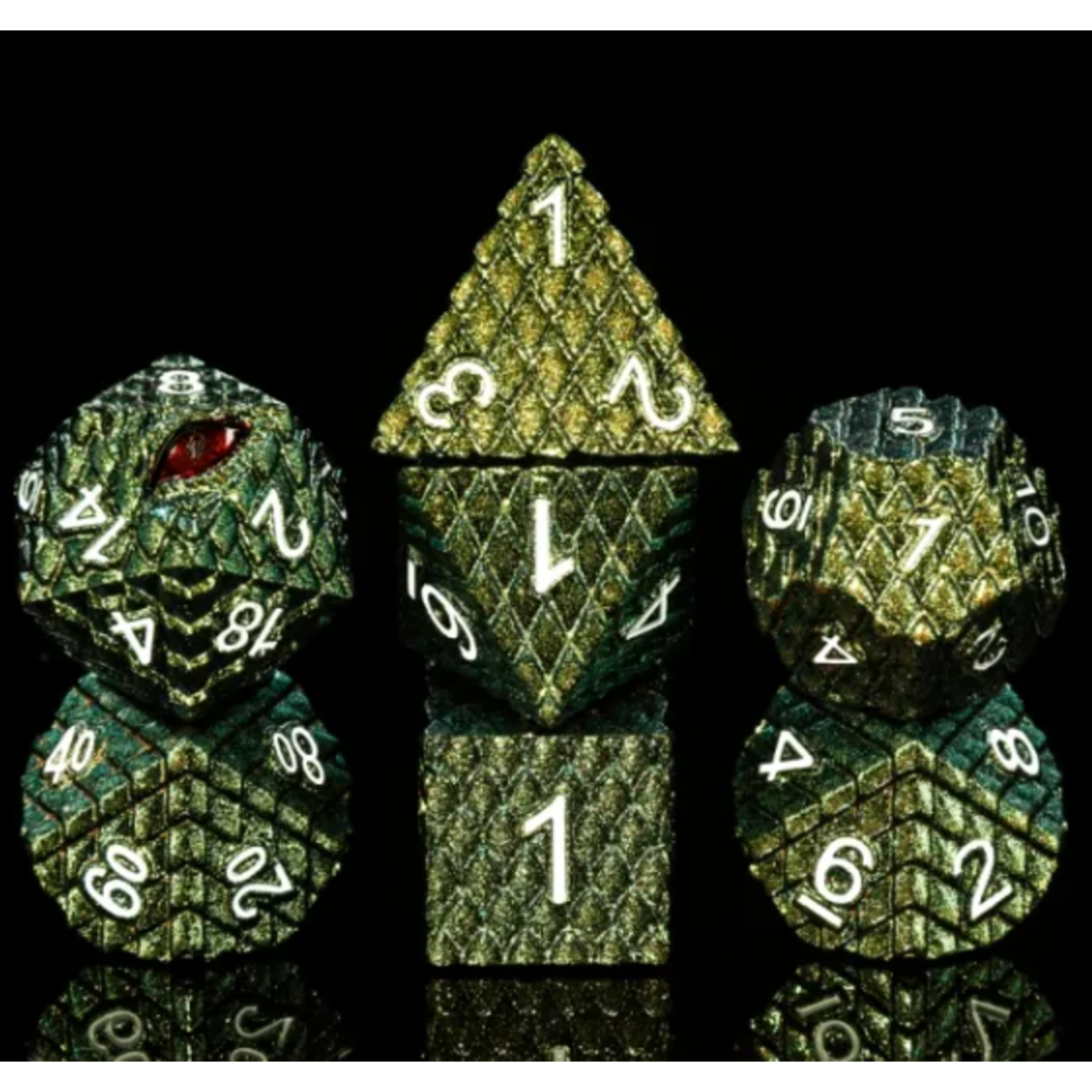 Goblin Dice Dragon's Eye Green Metal Dice Set