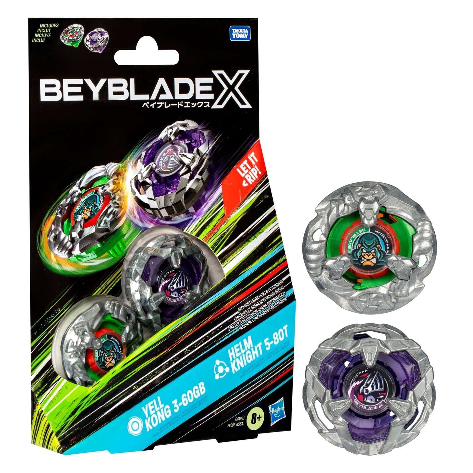 Hasbro Beyblade X Yell Kong 3-60GB and Helm Knight 5-80T Dual Pack