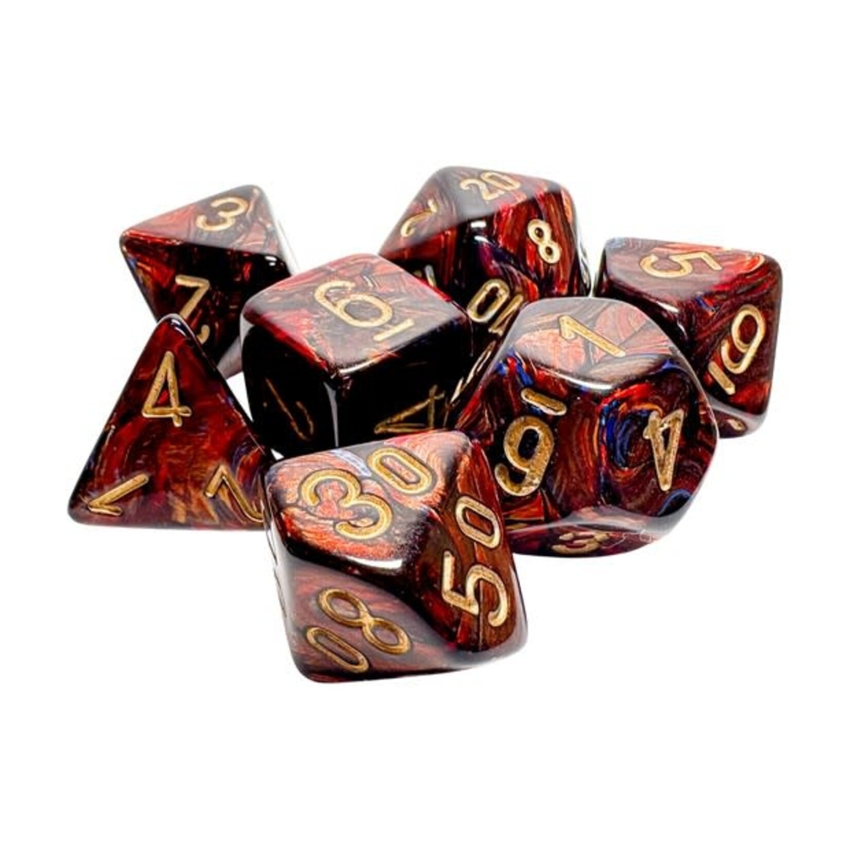 Mega-Hedral Scarab Blue Blood/Gold Dice Set 20mm