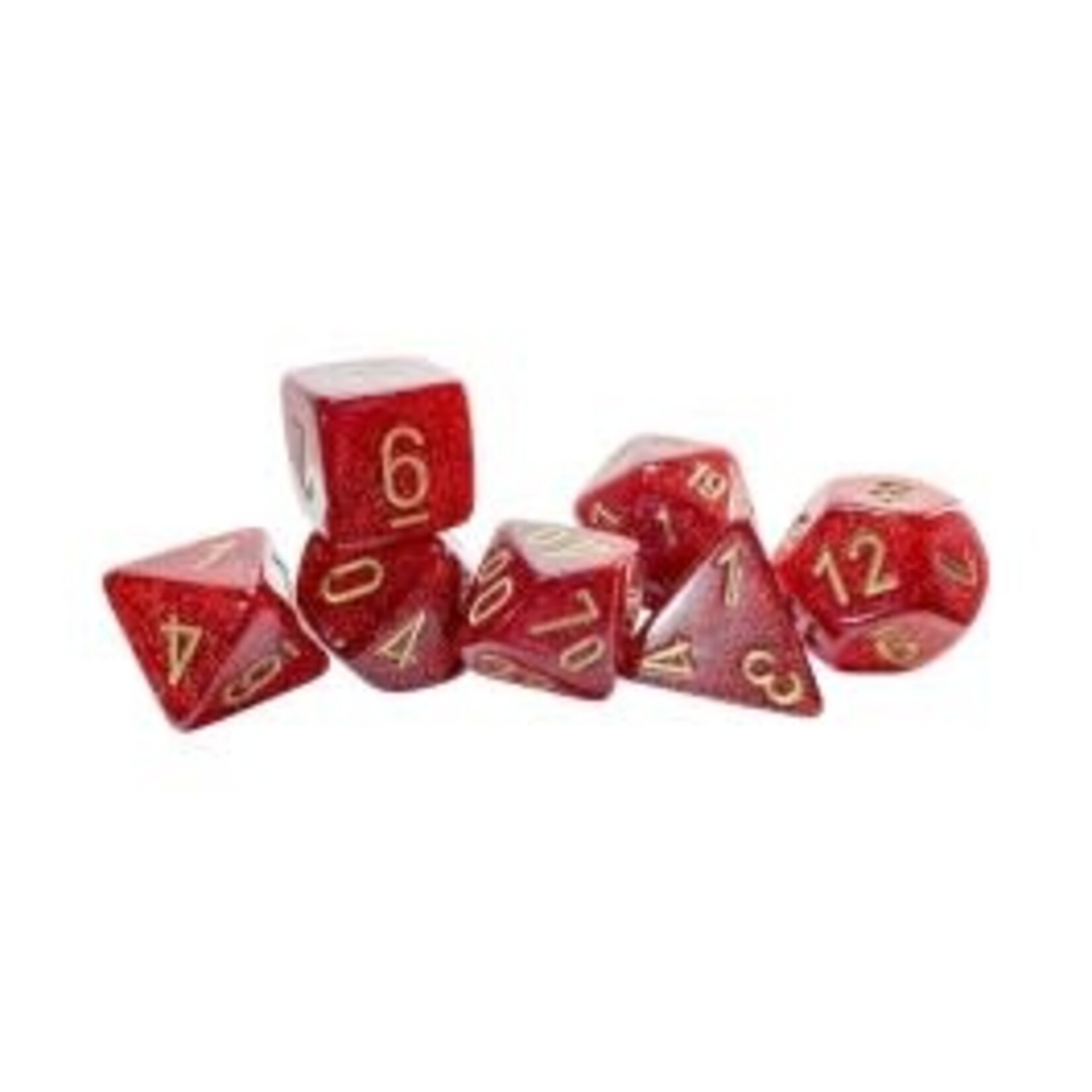 Mega-Hedral Glitter Ruby/Gold Dice Set 20mm
