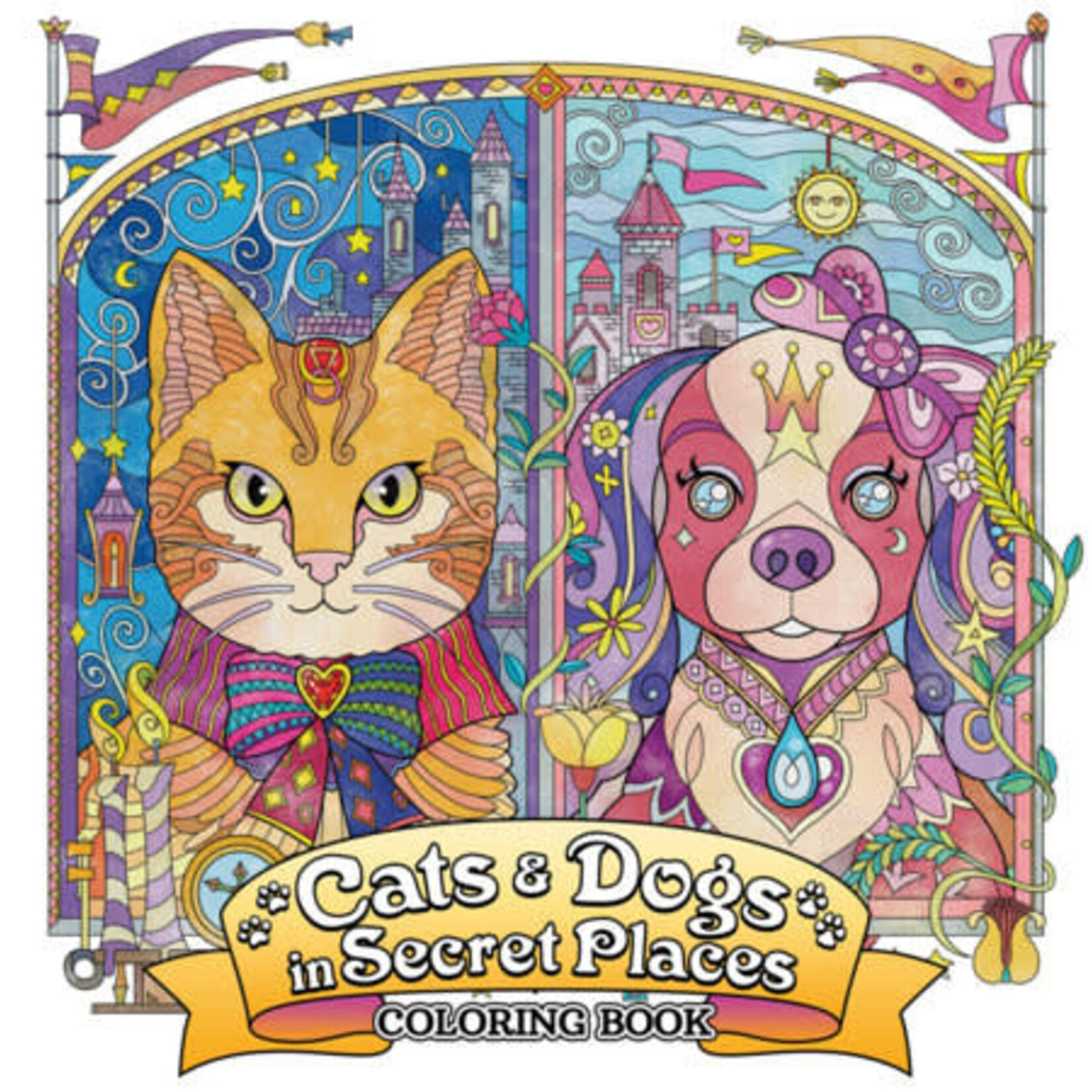 Cats and Dogs in Secret Places Coloring Book