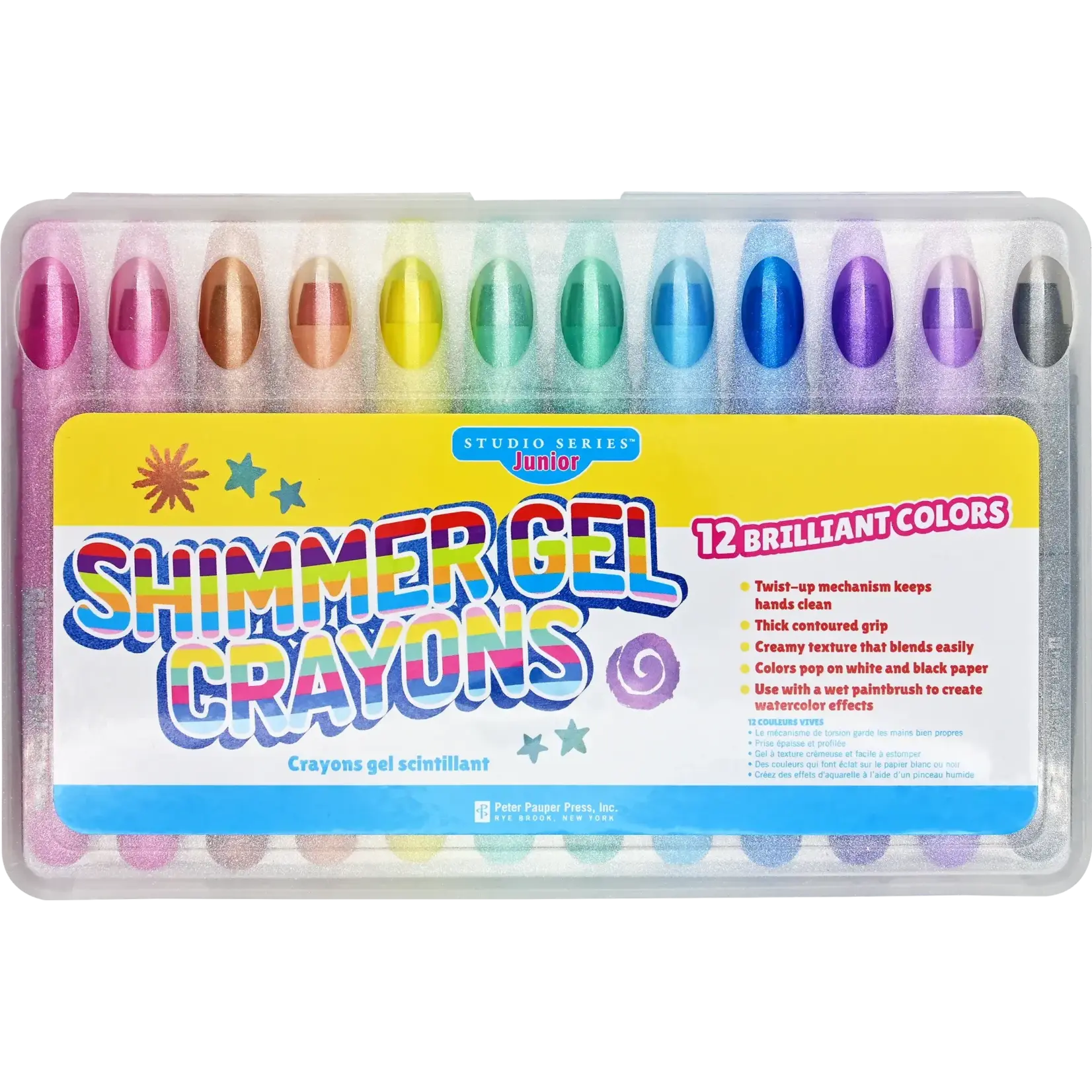 Peter Pauper Press Studio Series Junior Shimmer Gel Crayons (set of 12)