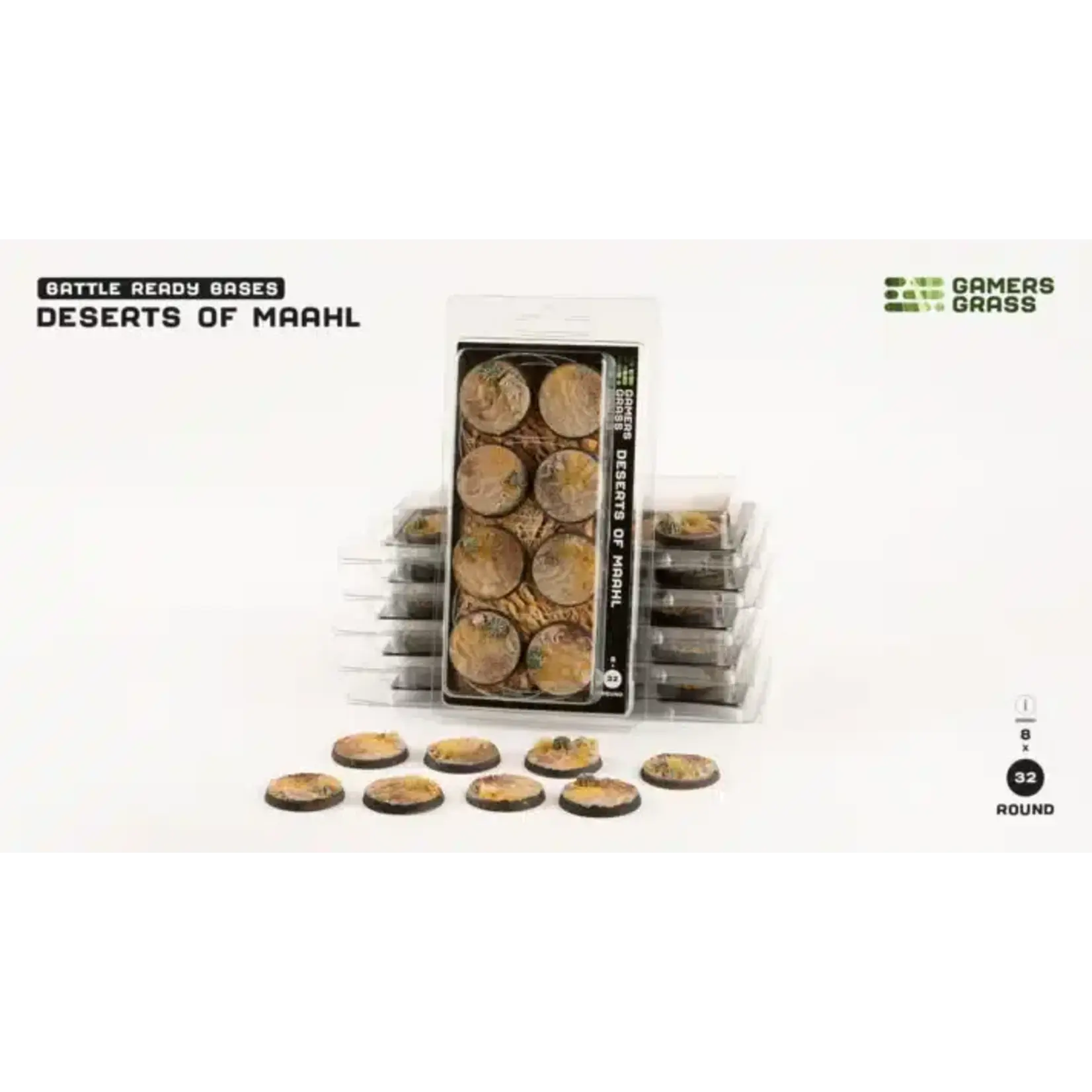 Gamers Grass Deserts of Maahl Round Bases 32mm (x8)