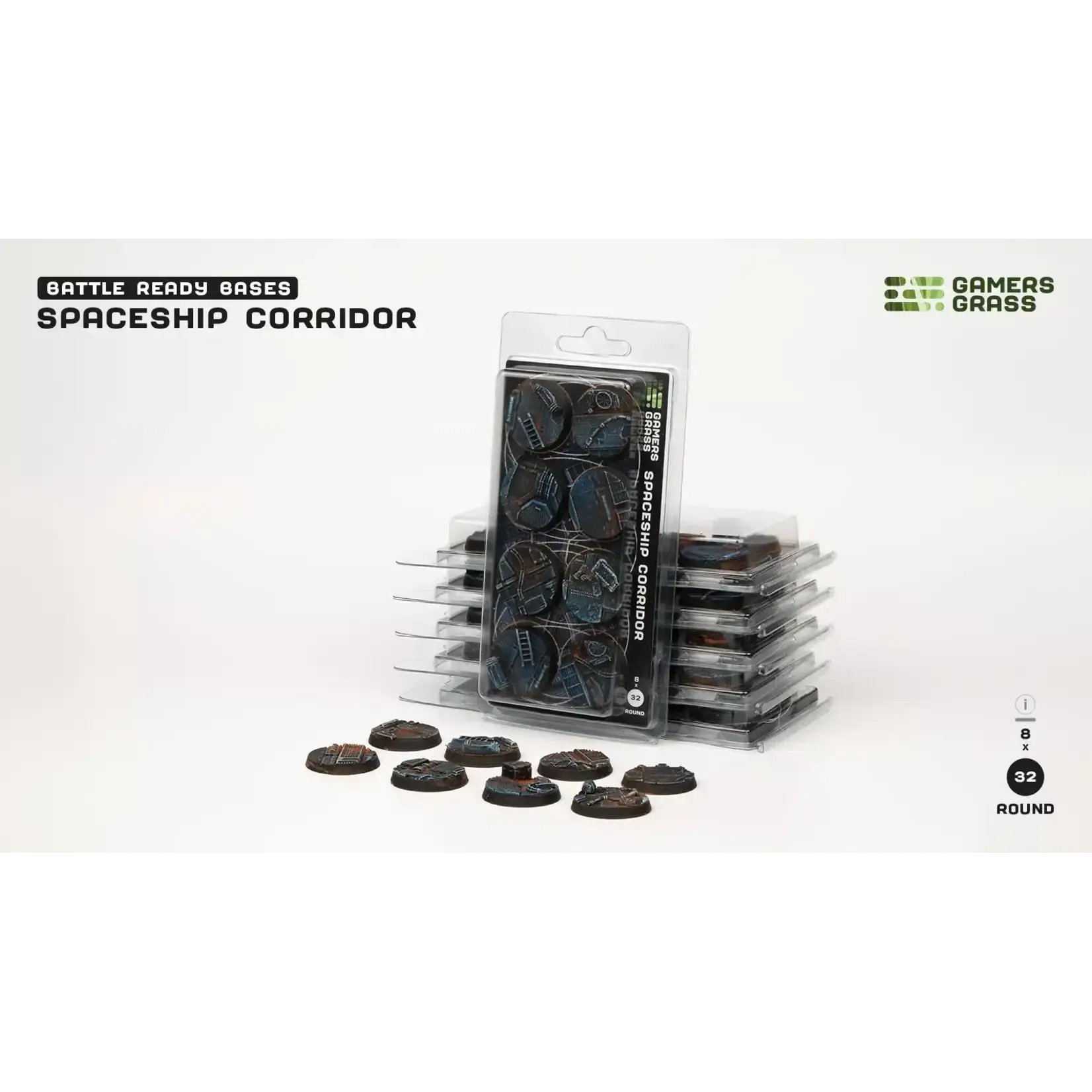 Gamers Grass Spaceship Corridor Round 32mm Bases (x8)