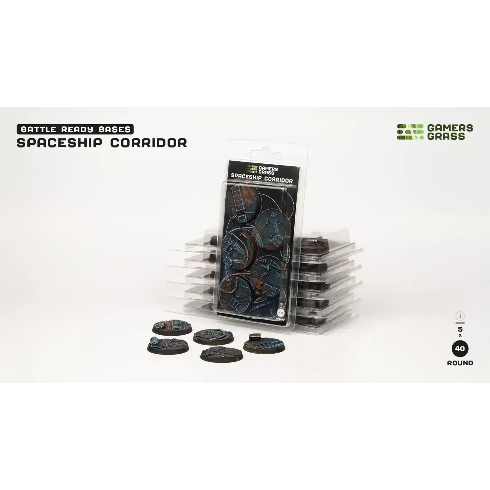 Gamers Grass Spaceship Corridor Round 40mm Bases (x5)
