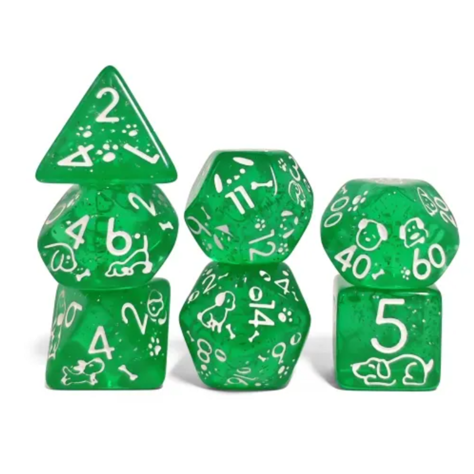 Goblin Dice Green Glitter Dog Dice Set