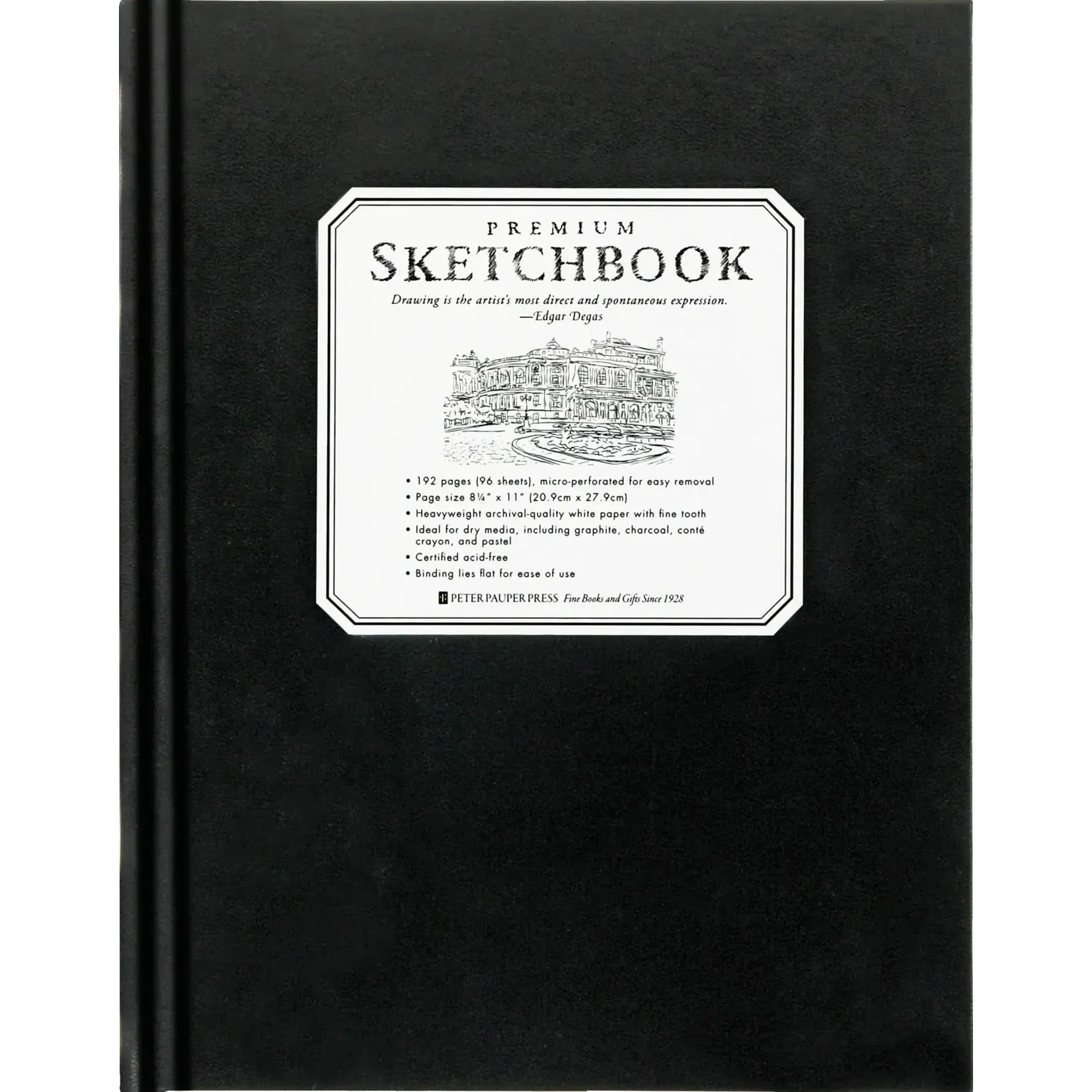 Peter Pauper Press Large Black Premium Sketchbook