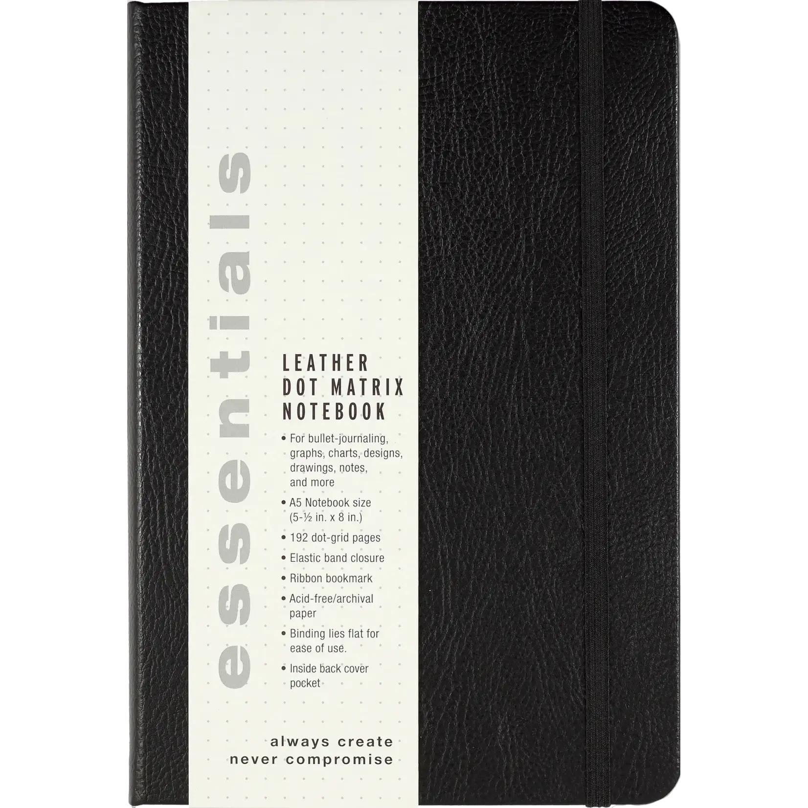 Peter Pauper Press Essentials Leather Dot Matrix Notebook Large A5 Size