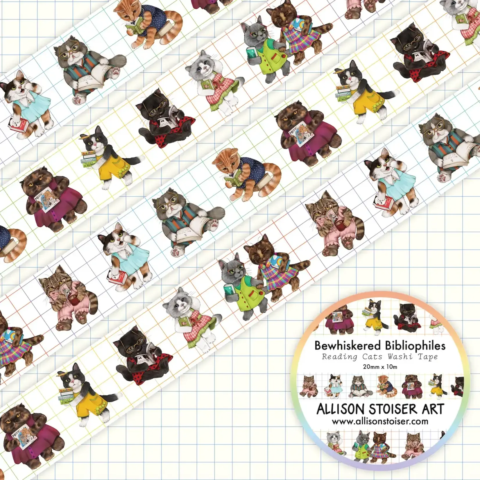 Allison Stoiser Art Bewhiskered Bibliophiles Reading Cats Washi Tape