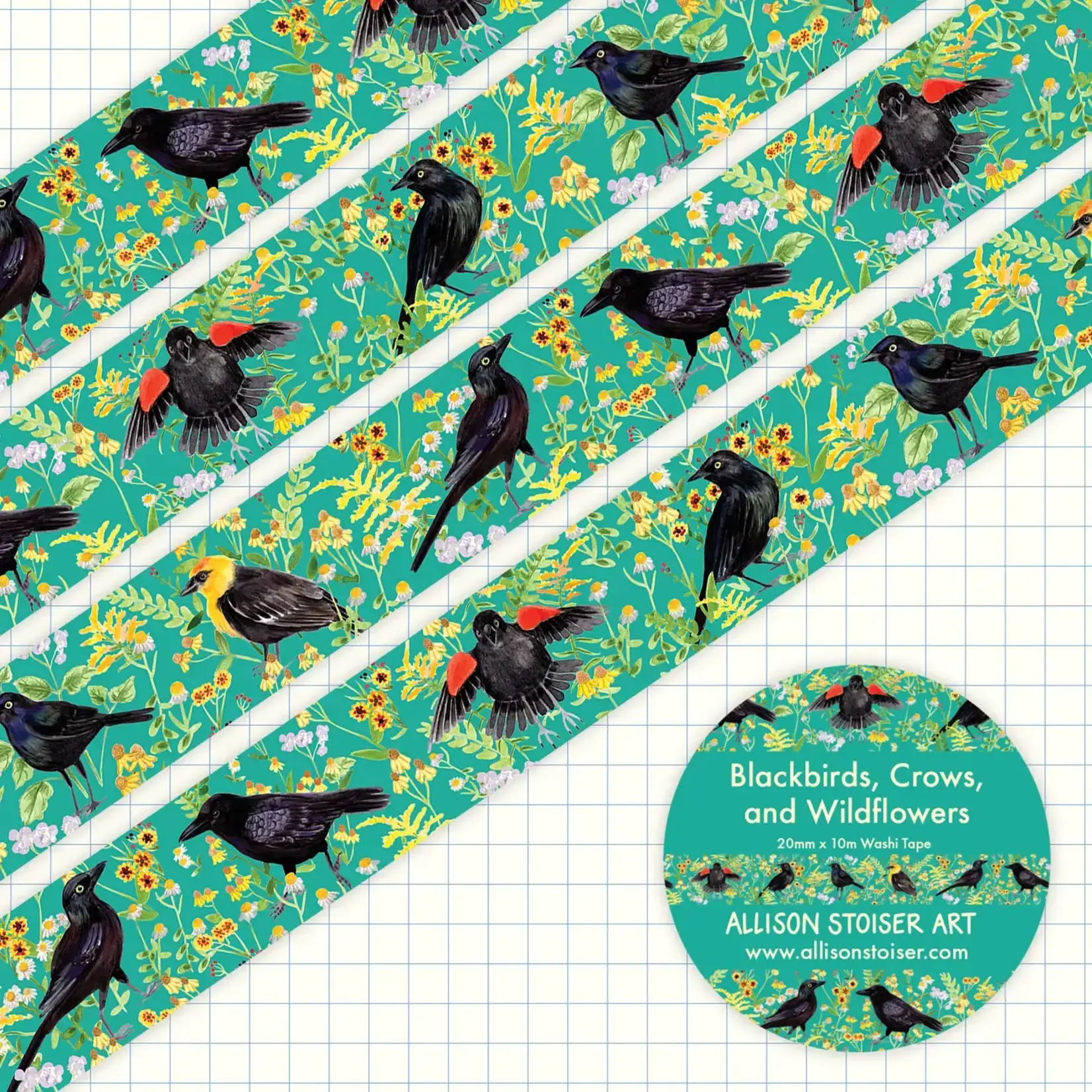 Allison Stoiser Art Blackbirds, Crows, and Wildflowers Washi Tape
