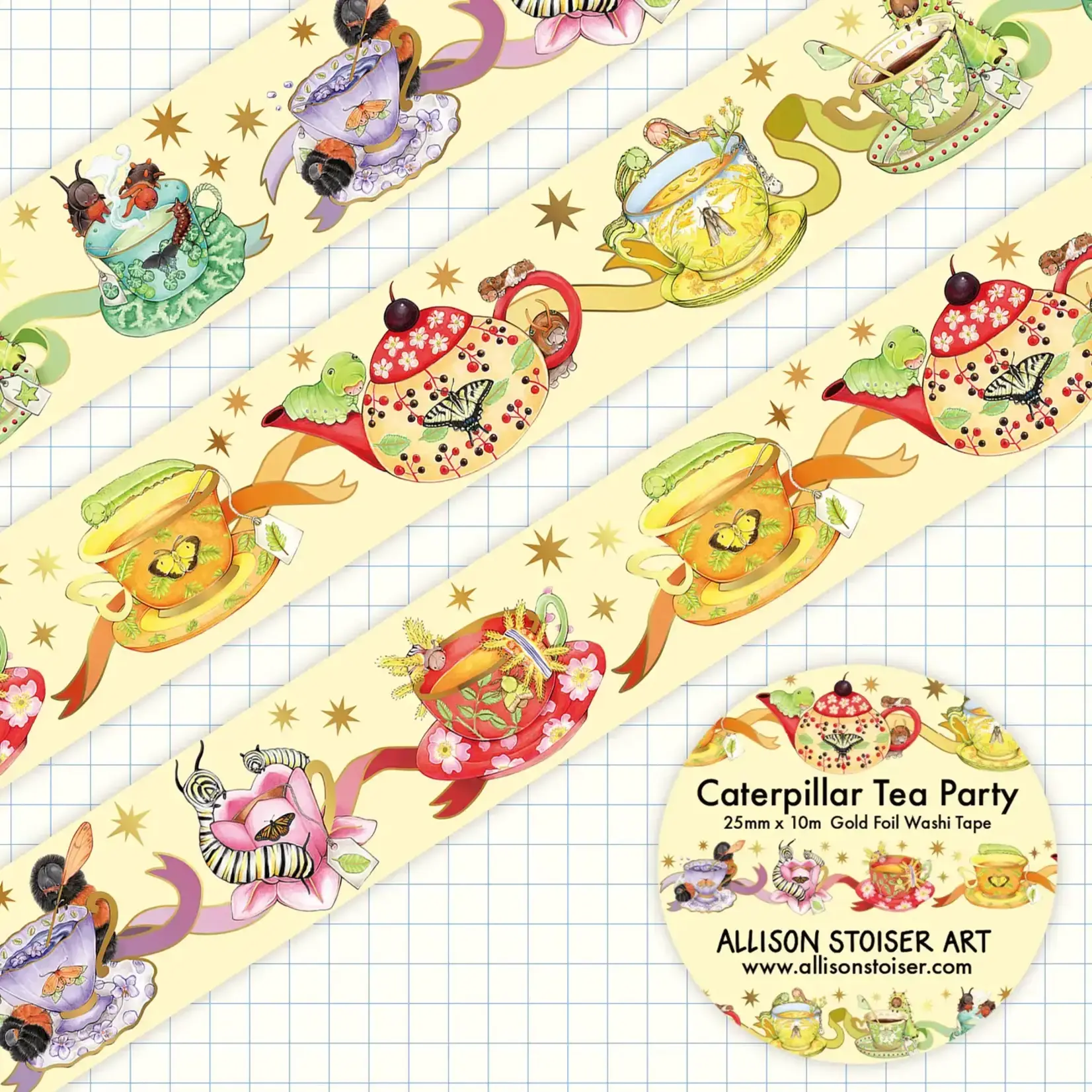 Allison Stoiser Art Caterpillar Tea Party Gold Foil Washi Tape