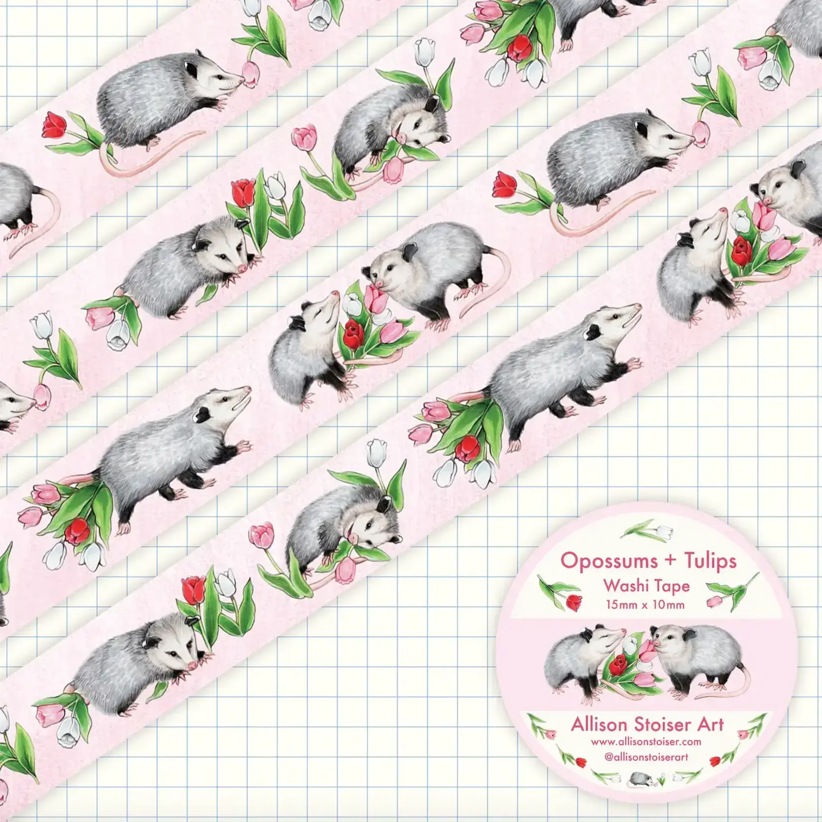 Allison Stoiser Art Opossums and Tulips Washi Tape