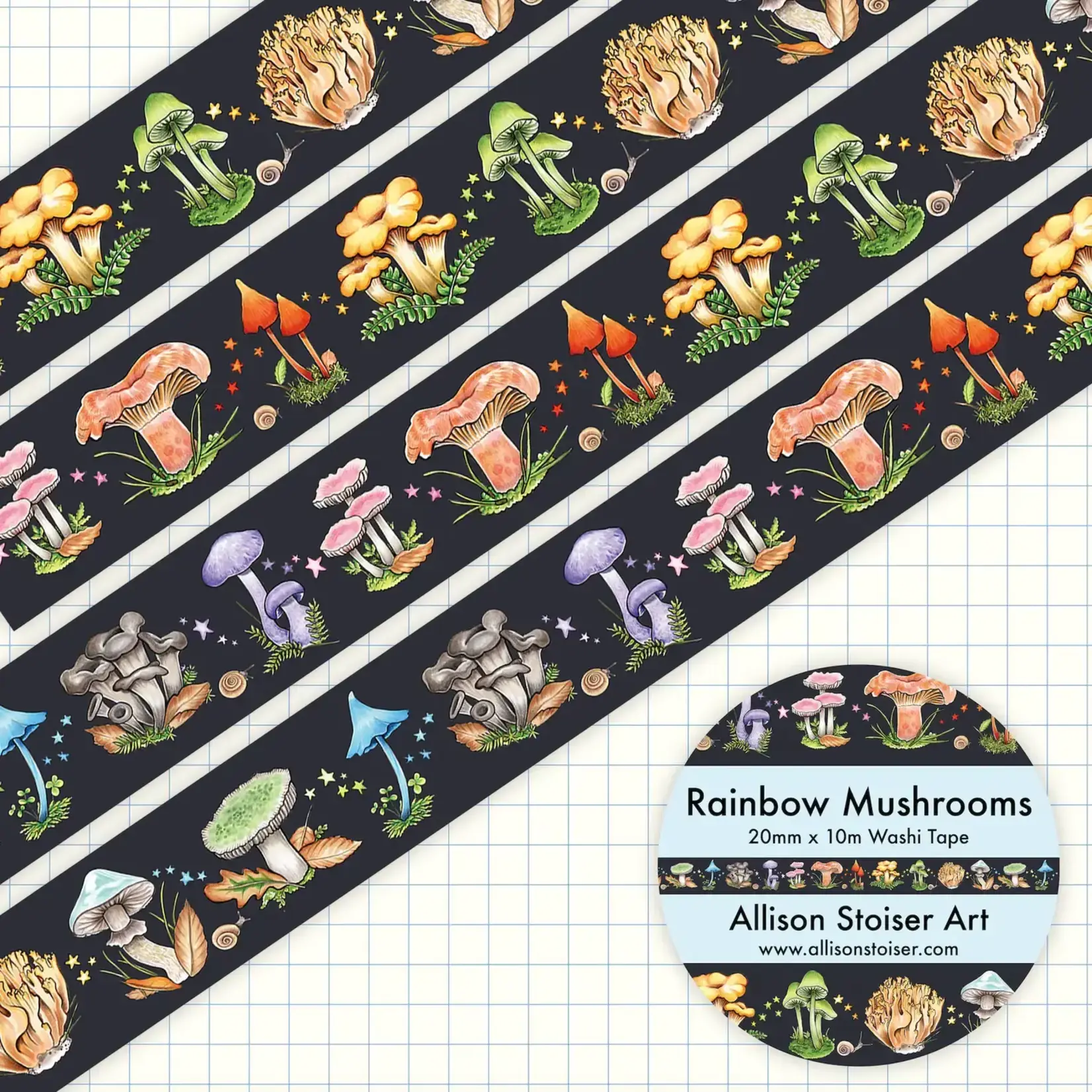 Allison Stoiser Art Rainbow Mushroom Washi Tape