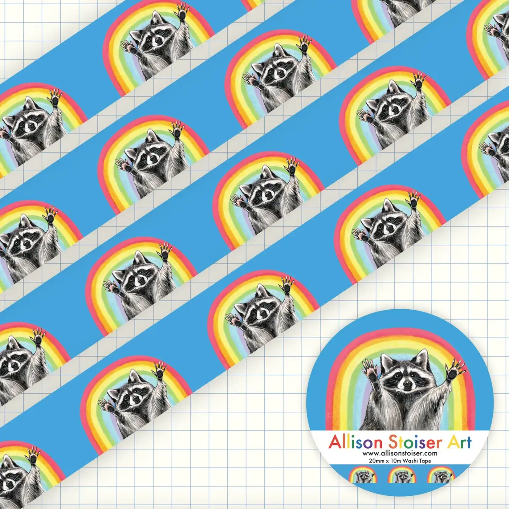 Allison Stoiser Art Rainbow Raccoon Washi Tape