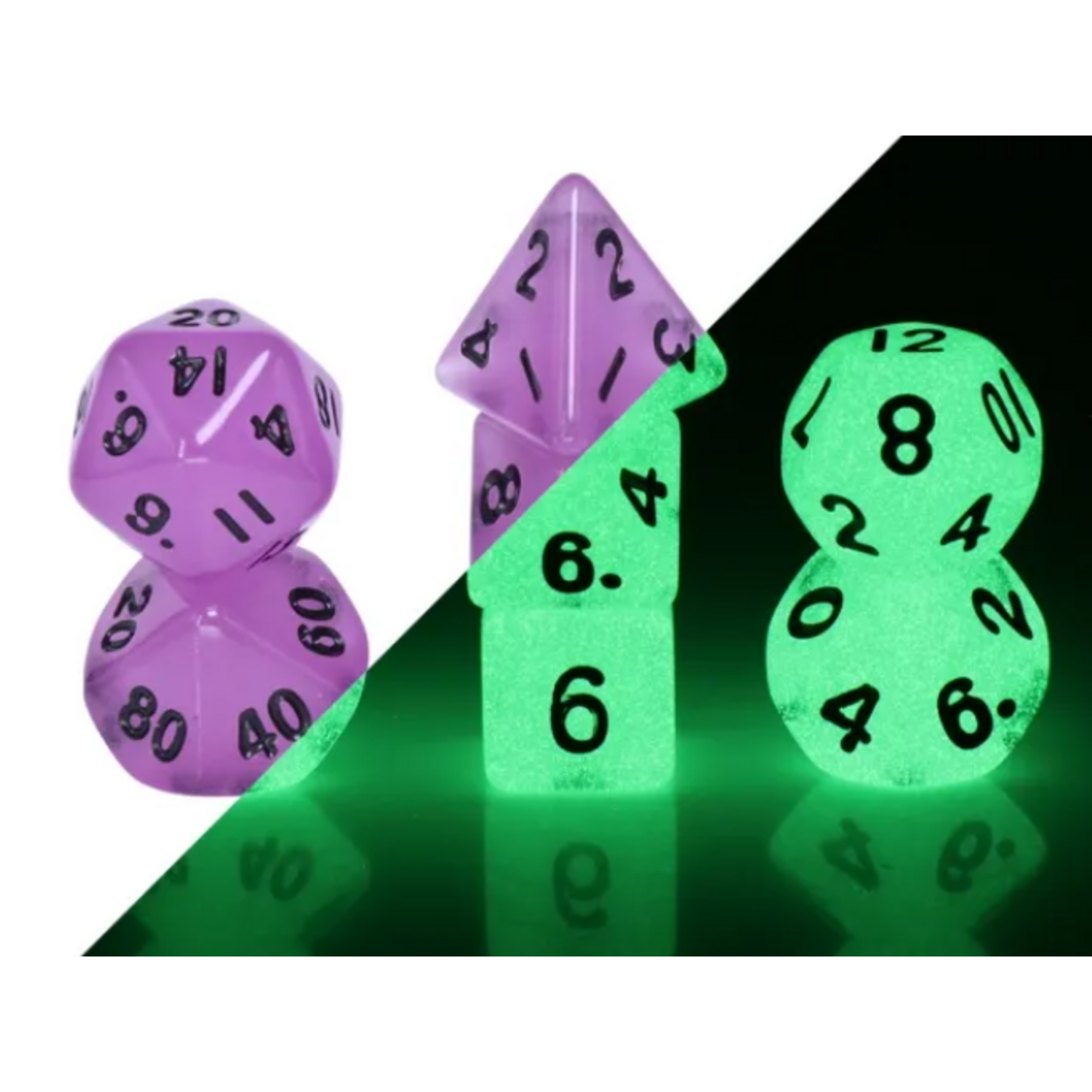 Goblin Dice Mini Purple Glow in the Dark Dice Set