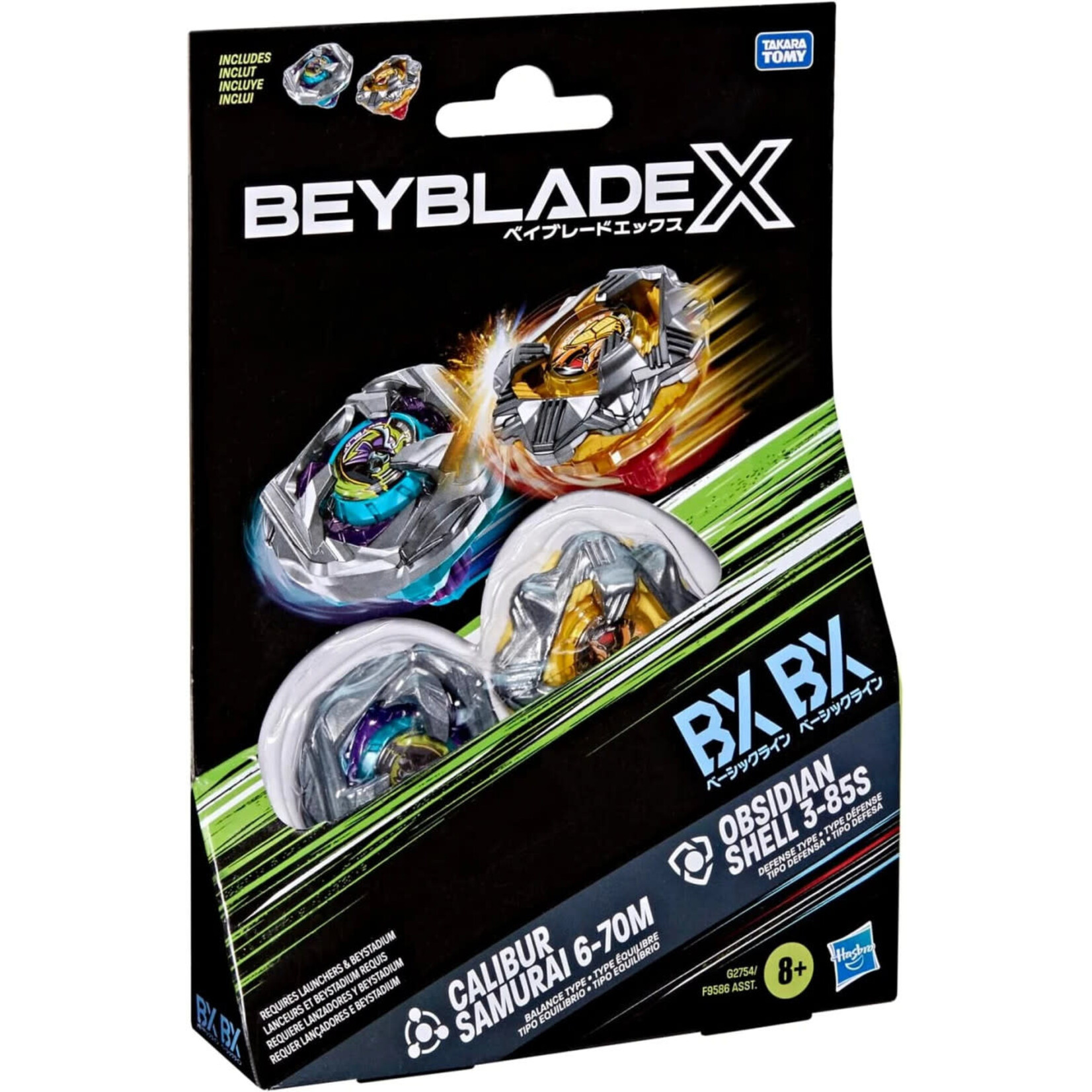 Beyblade X Calibur Samurai 6-70M BX & Obsidian Shell 3-85S BX