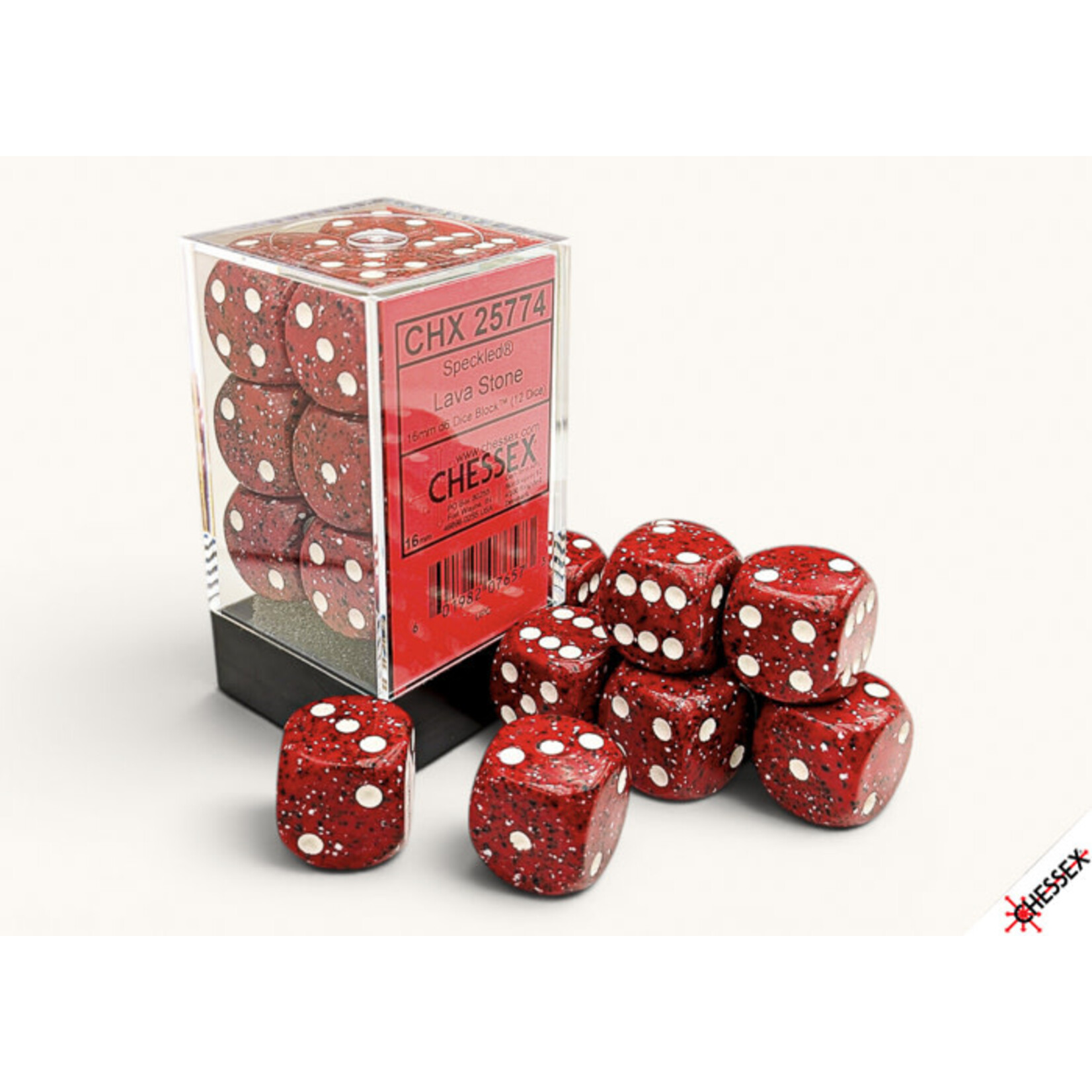 Lava Stone Speckled 16mm D6 Dice Block (12)