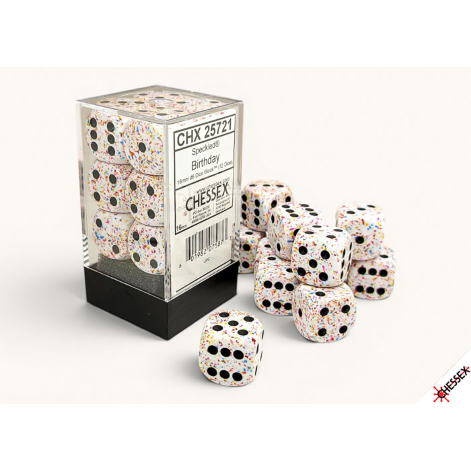 Birthday Speckled 16mm D6 Dice Block (12)